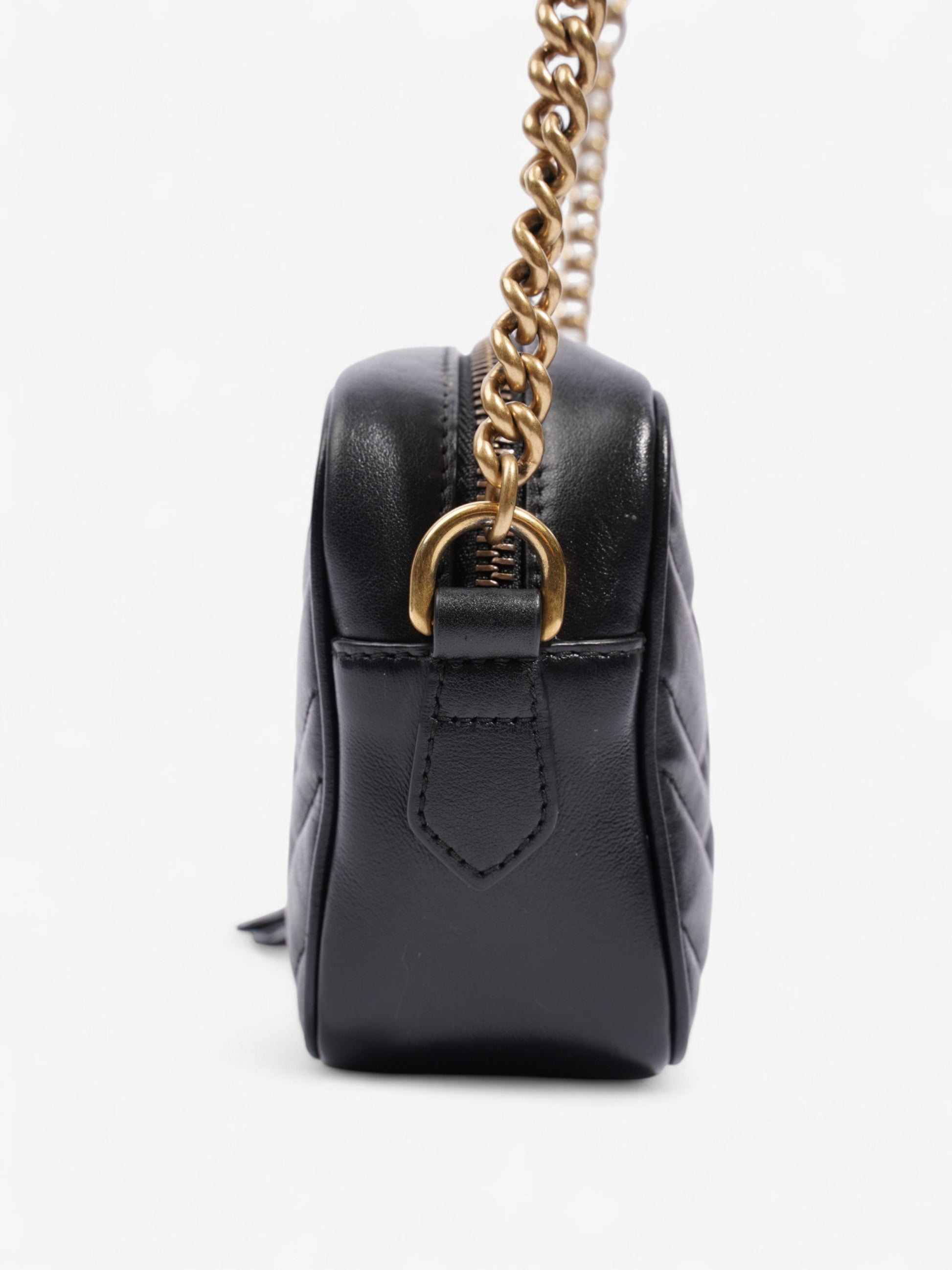 Gucci GG Marmont Shoulder Bag Black Matelasse Leather Mini