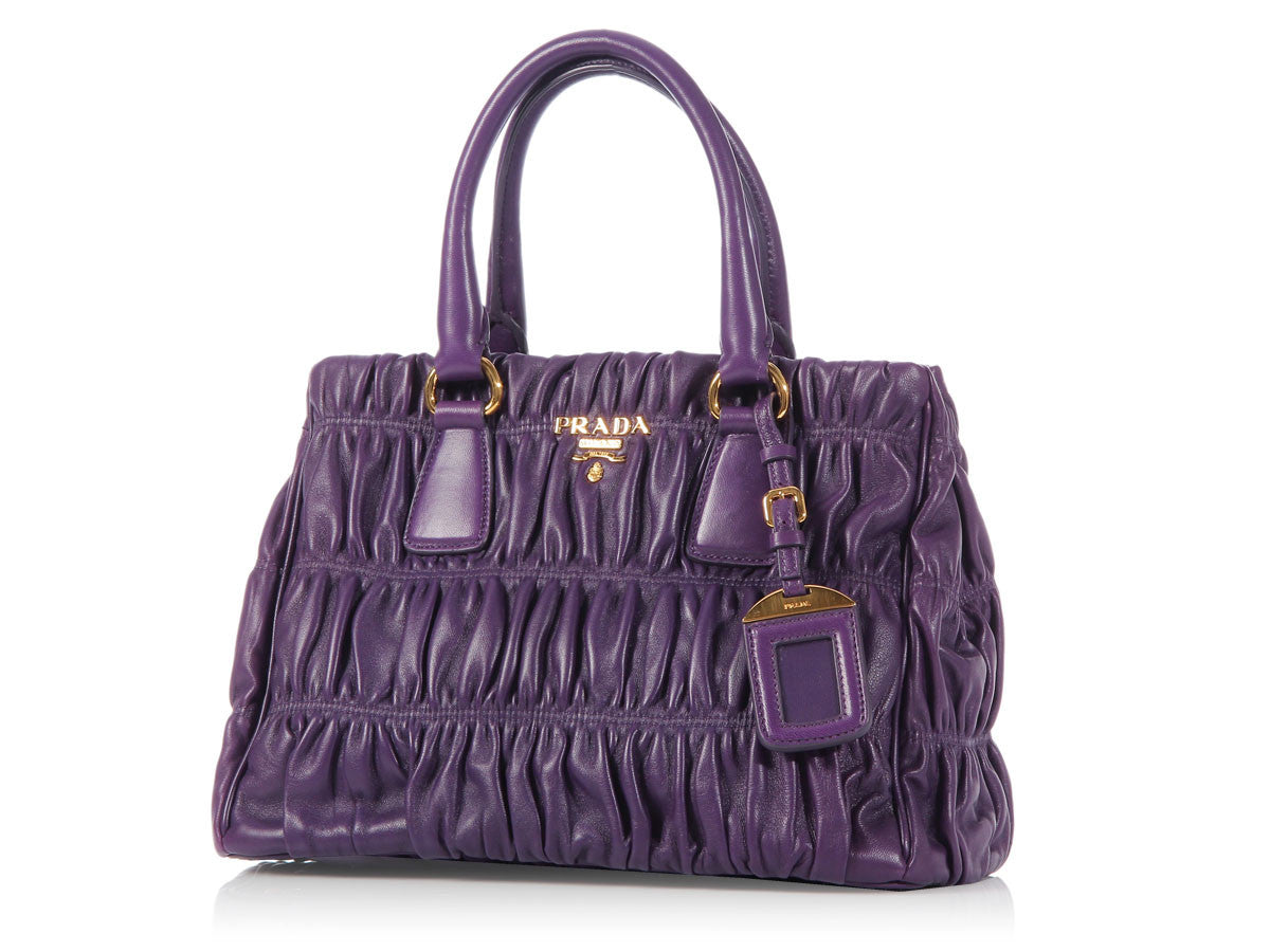 Prada Small Ruched Violet Tote