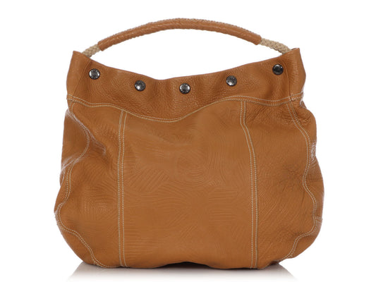 Prada Tan Embossed Leather Hobo
