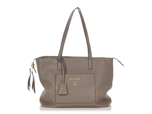 Prada Gray Zip Top Tote