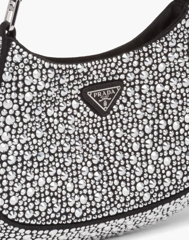 PRADA CLEO SATIN CRYSTAL SHOULDER BAG