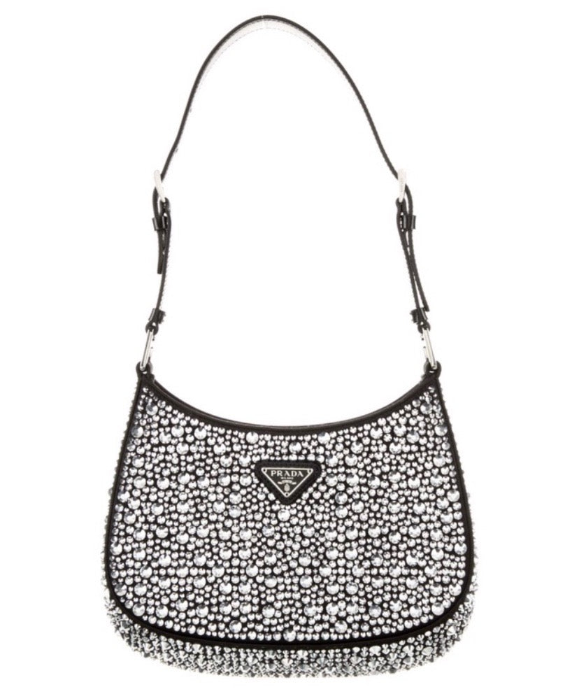 PRADA CLEO SATIN CRYSTAL SHOULDER BAG