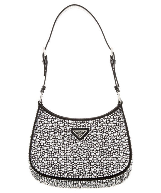 PRADA CLEO SATIN CRYSTAL SHOULDER BAG