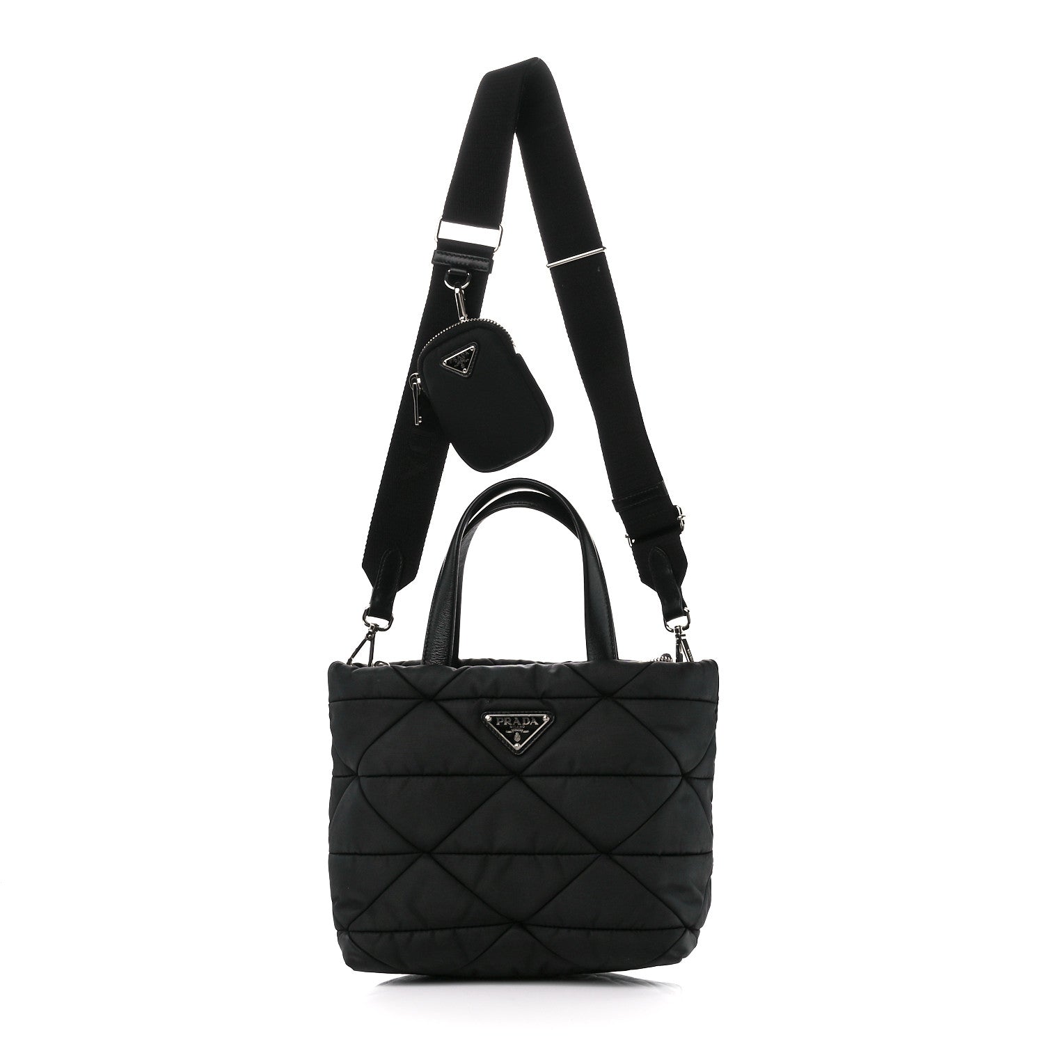 PRADA RE-NYLON TESSUTO NAPPA QUILTED PADDED ZIP TOTE BAG