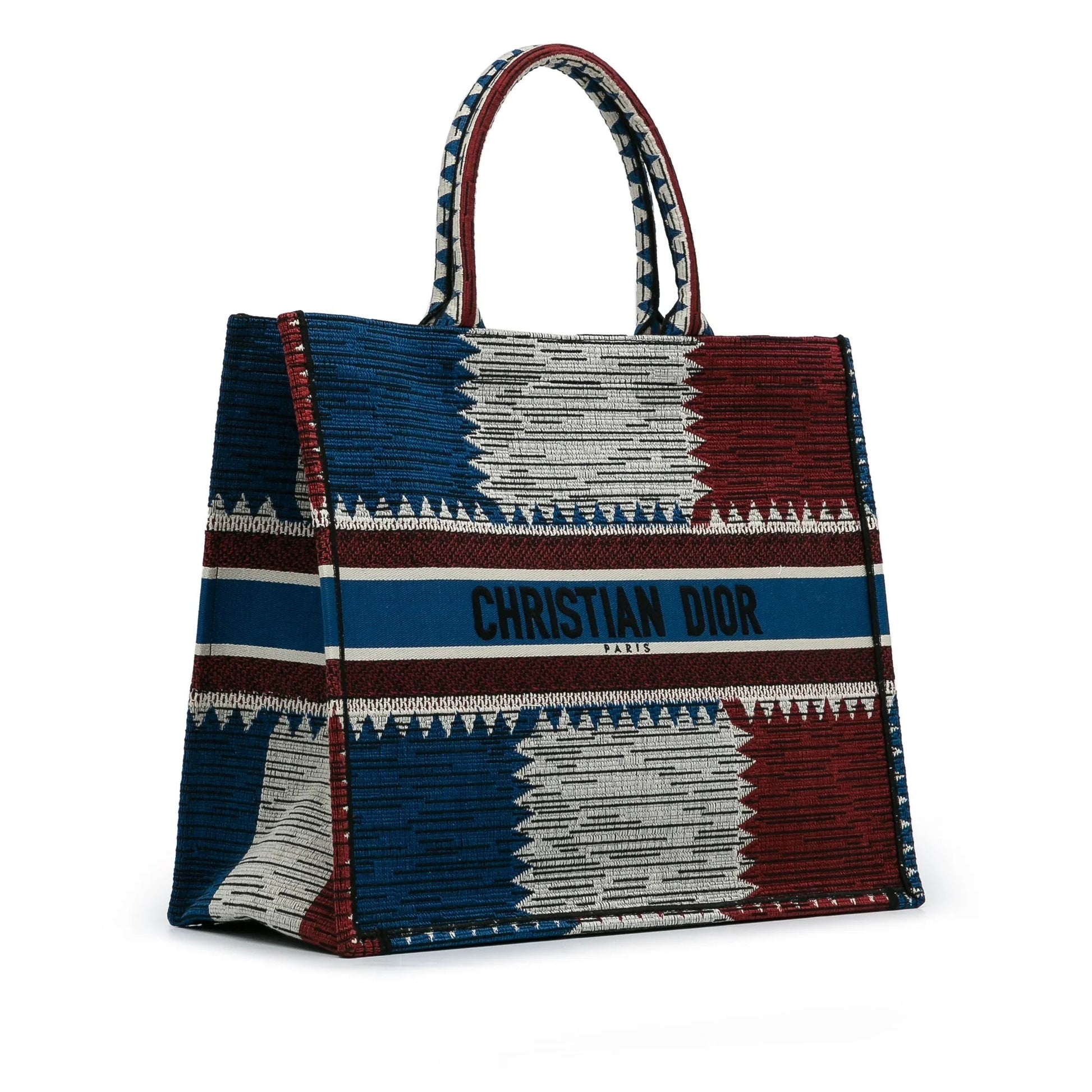 Blue Dior Large French Flag Book Tote