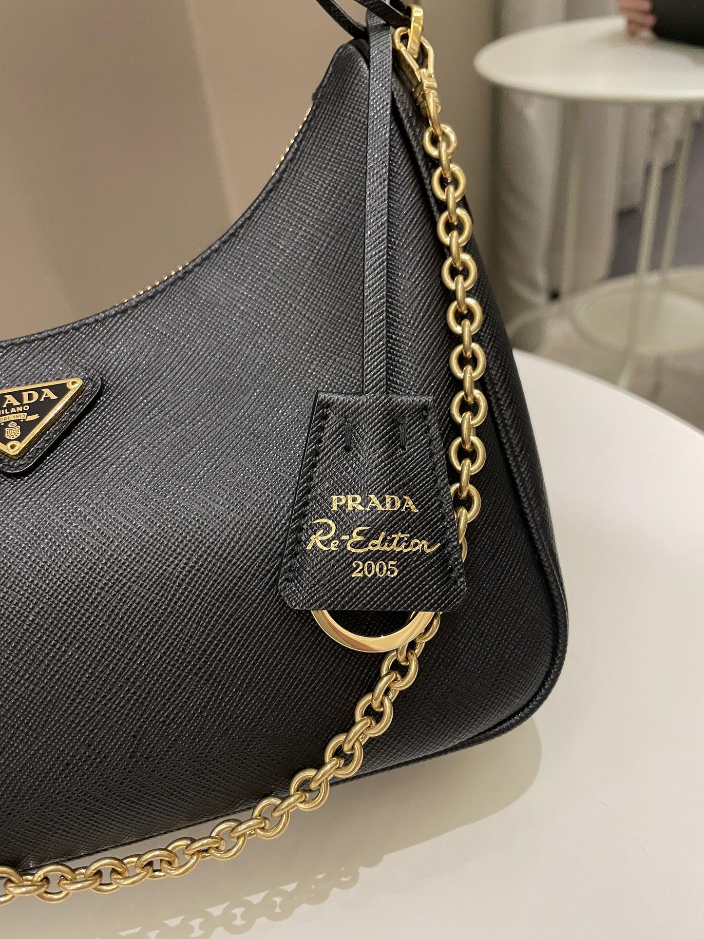 Prada Re-Edition Saffiano Bag Black Saffiano Leather