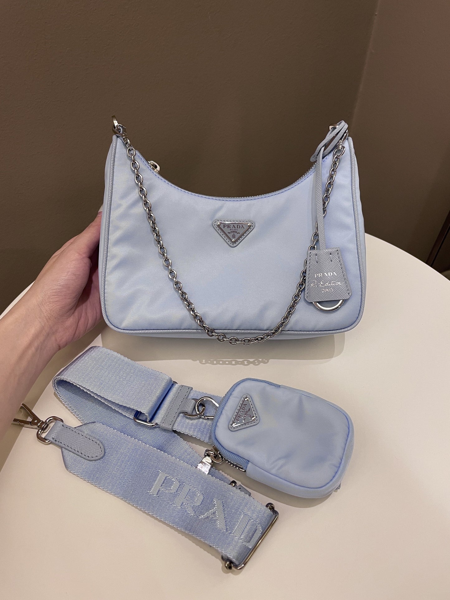 Prada Re-Edition Nylon Bag Sky Blue Nylon