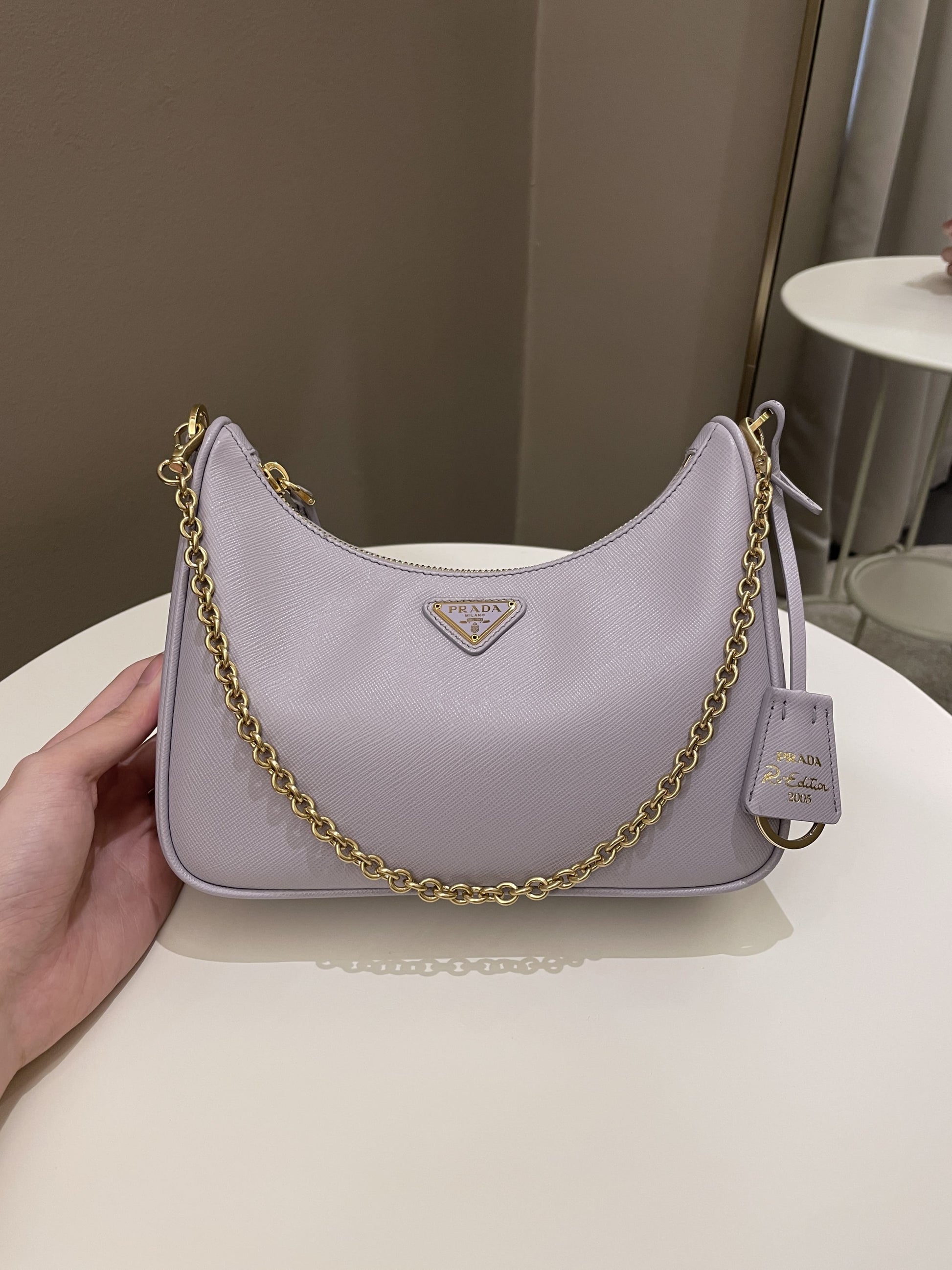 Prada Re-Edition Saffiano Bag Lilac Saffiano Leather
