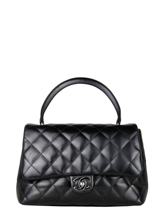 Chanel Black Lambskin Leather Kelly Style Classic Bag