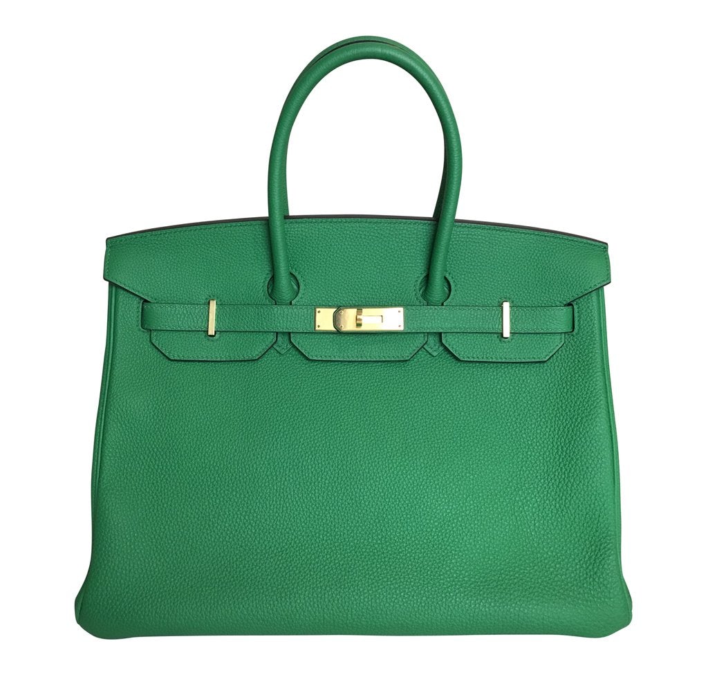 Luxury Hermes Birkin 35 Bamboo Green Togo GHW Bag