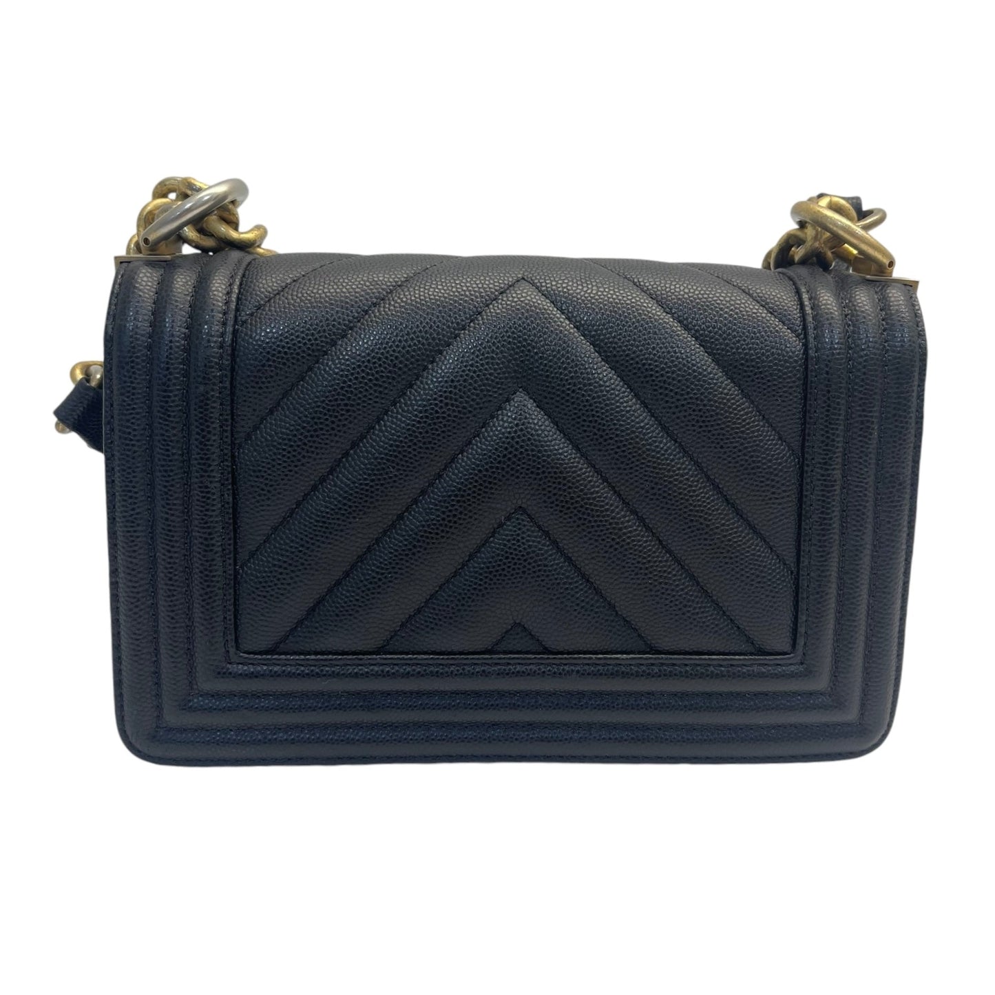 Chanel Boy Bag Small in Chevron Quilted Calfskin Black