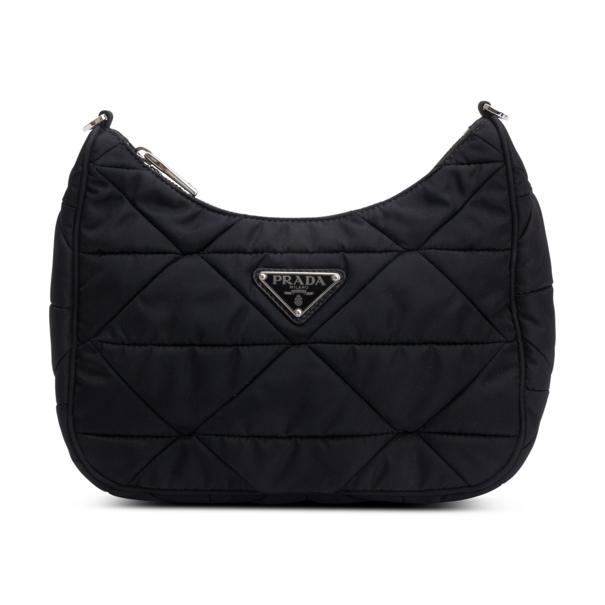 Prada 2021 Black Padded Re-Nylon Shoulder Bag