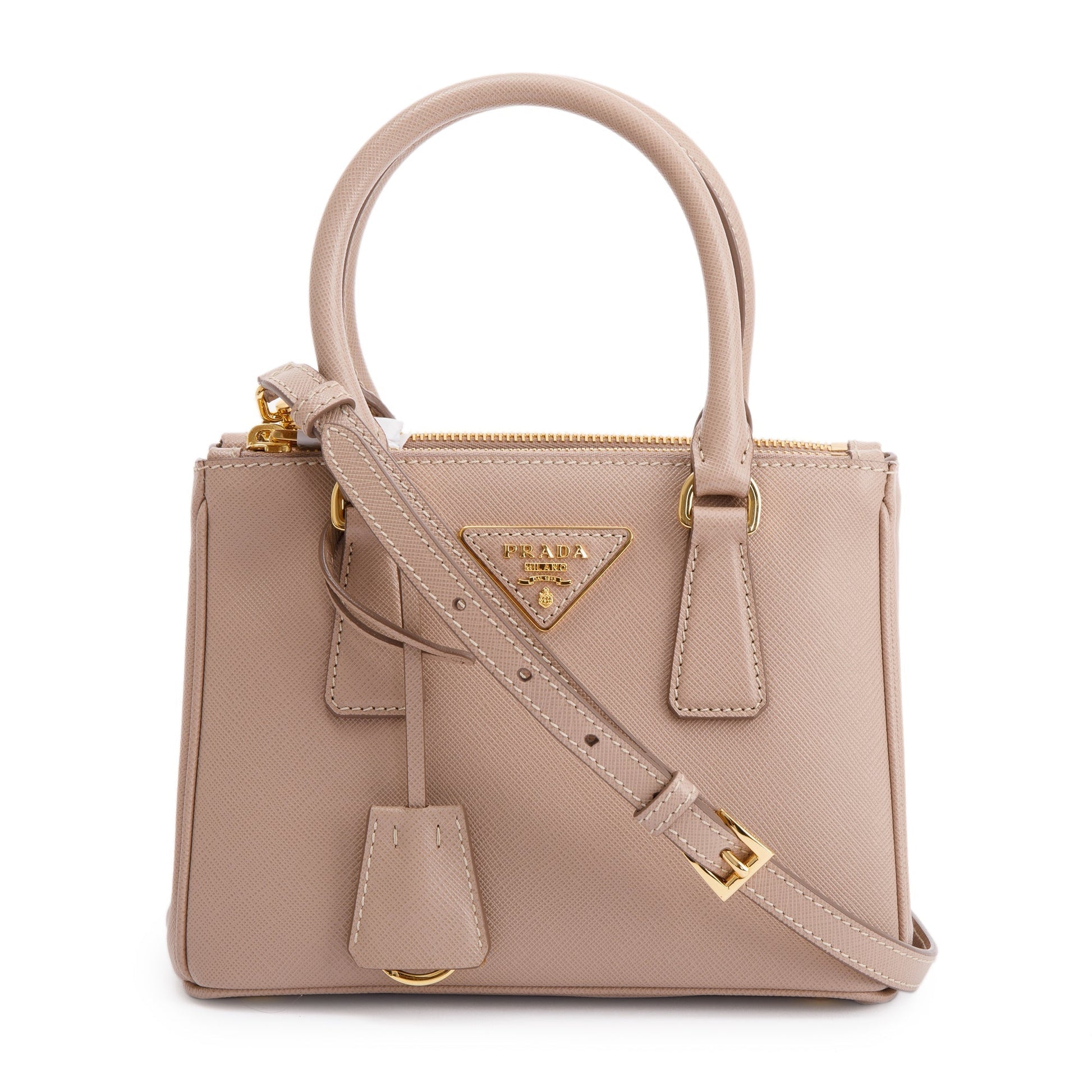 Prada 2021 Mini Saffiano Lux Galleria Double Zip Tote
