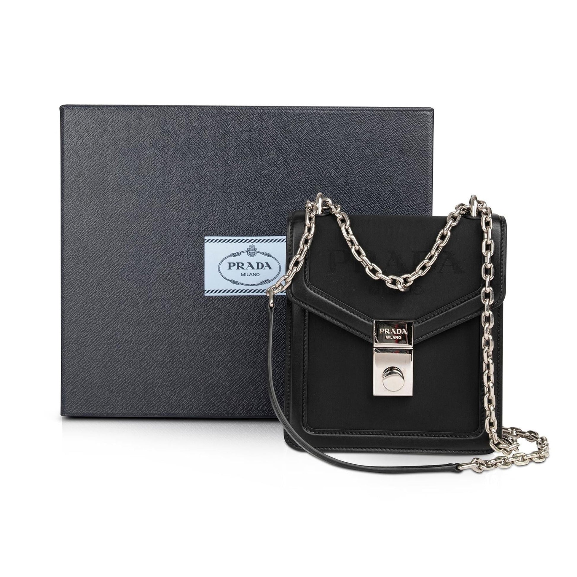Prada 2021 Tessuto Flap Lock Chain Shoulder Bag