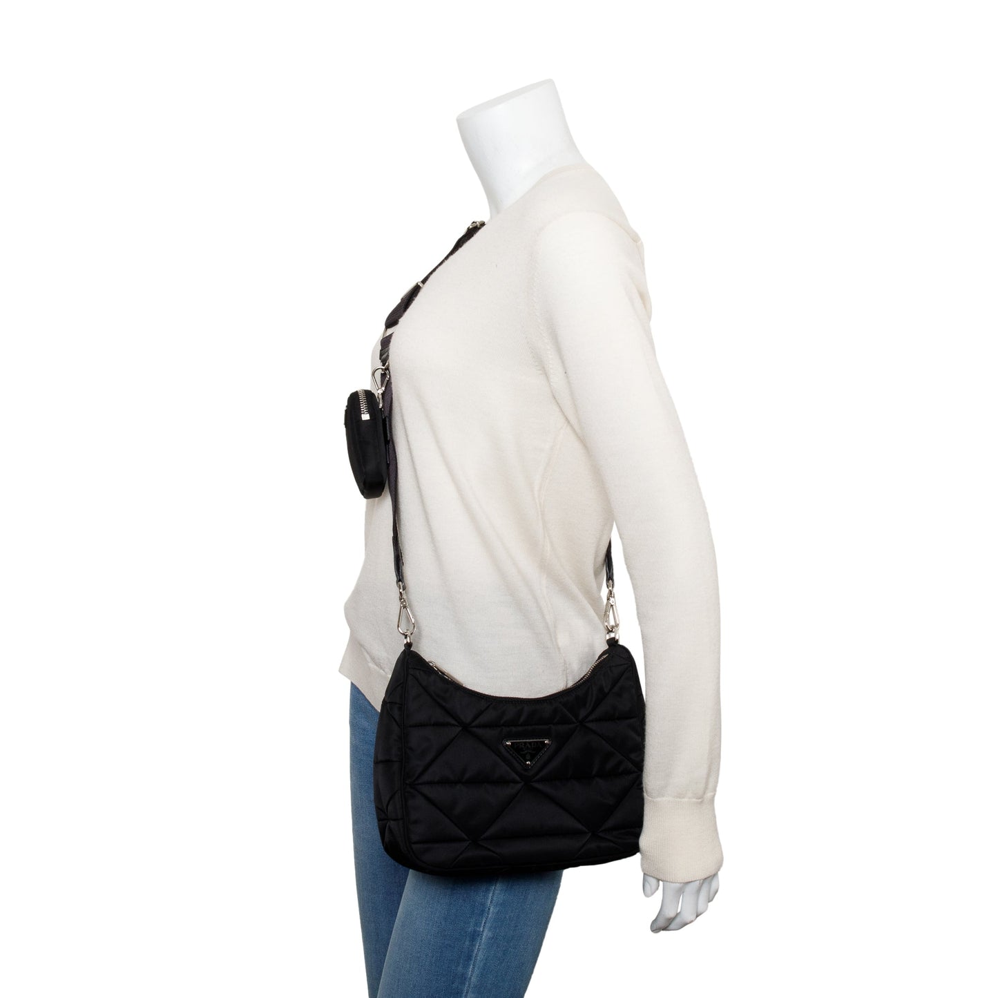 Prada 2022 Black Padded Re-Nylon Shoulder Bag