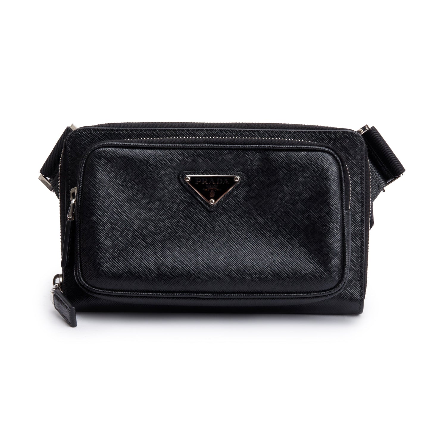 Prada 2022 Black Saffiano Travel Leather Belt Bag