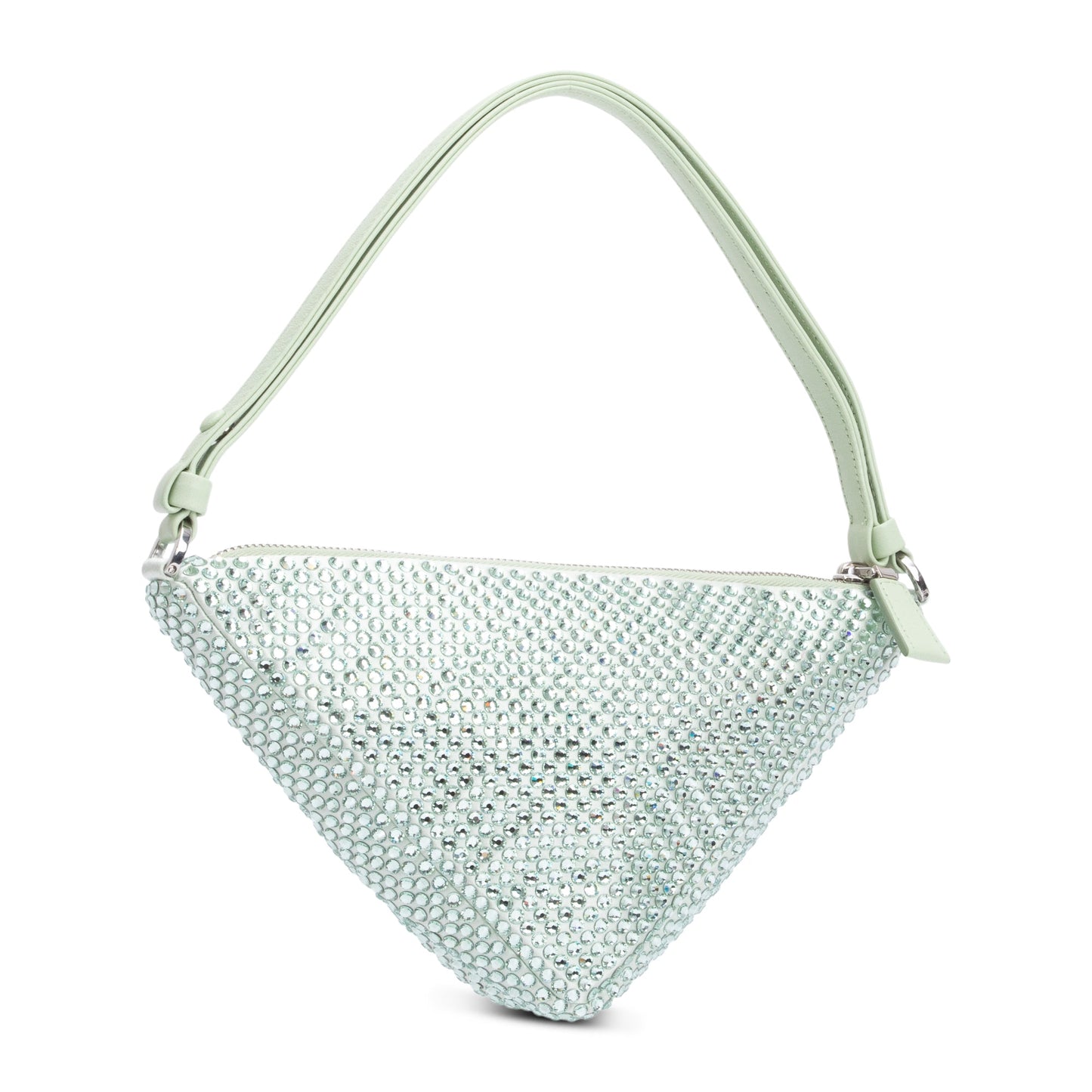 Prada 2022 Green Satin Crystal Enamel Triangle Bag