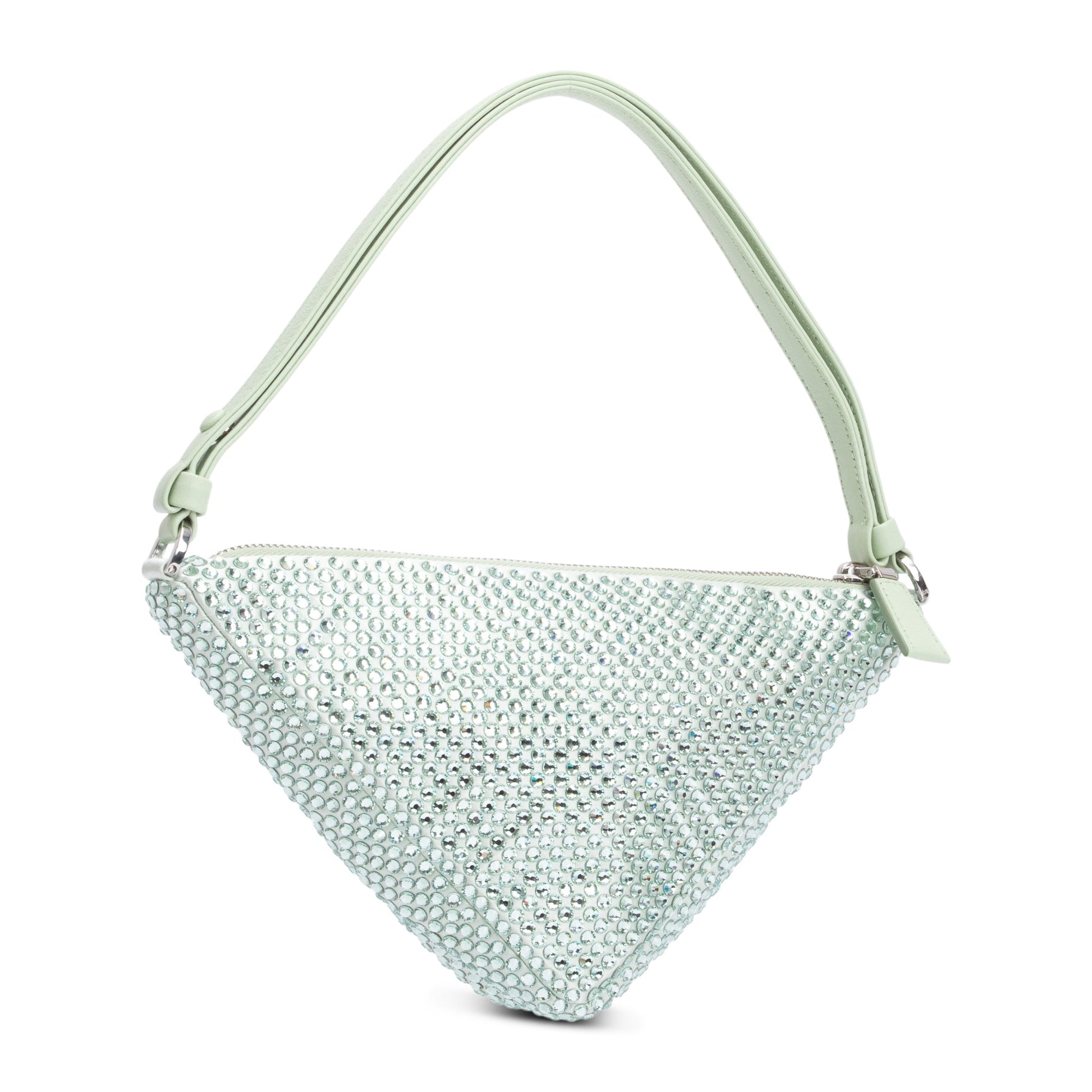 Prada 2022 Green Satin Crystal Enamel Triangle Bag
