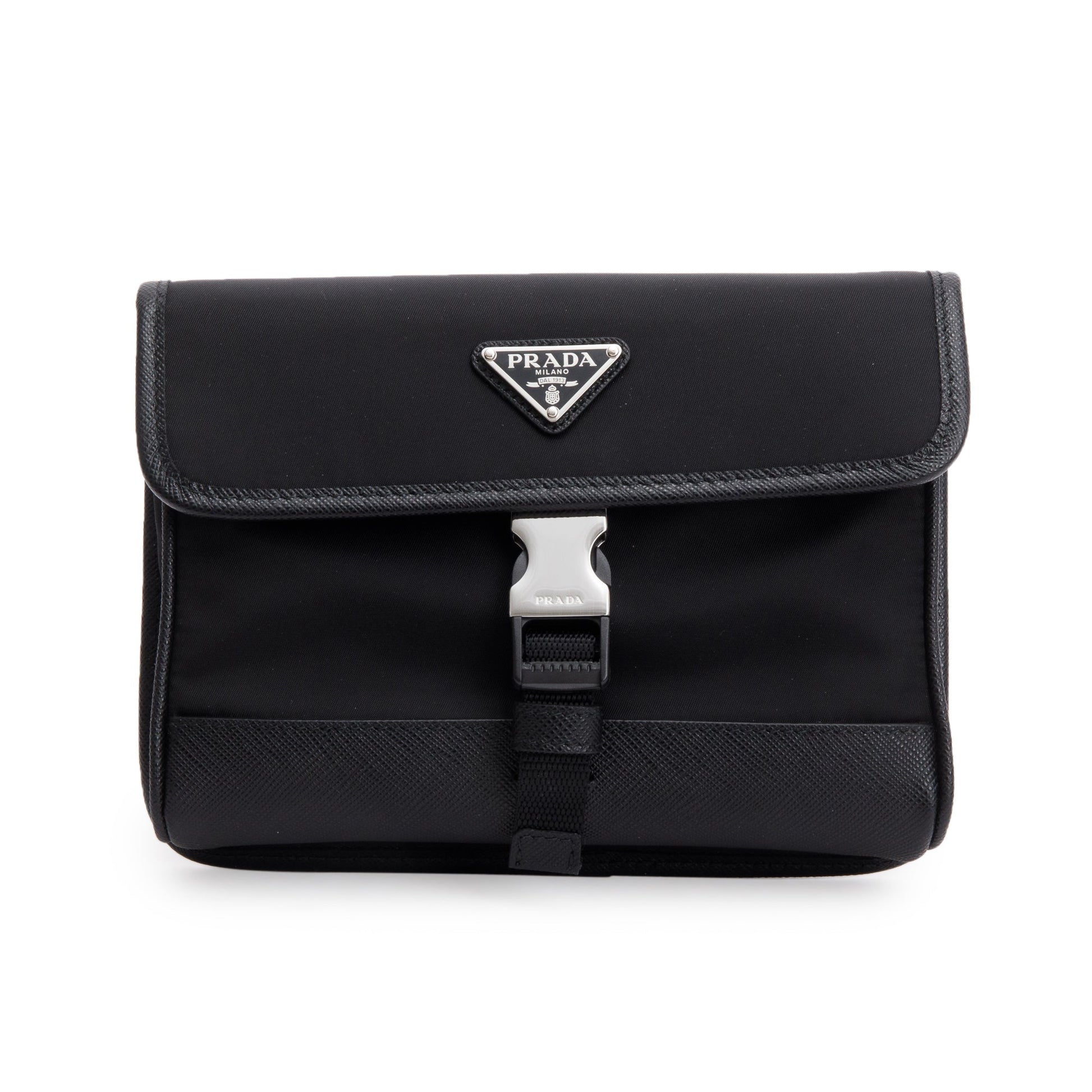 Prada 2024 Black Re-Nylon and Saffiano Leather Smatphone Case Bag