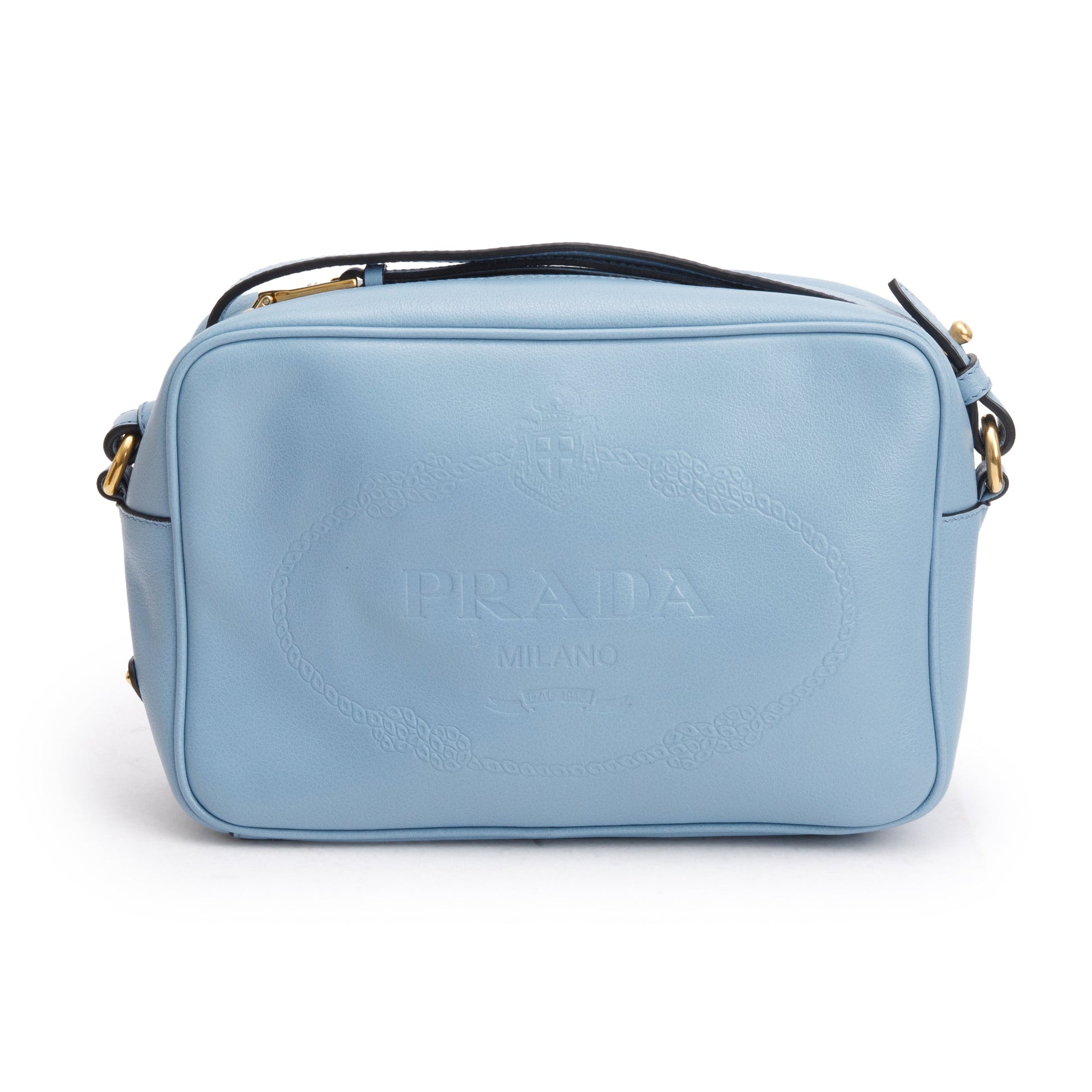 Prada Astrale Glace Calf Leather Logo Camera Crossbody Bag