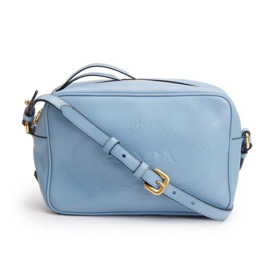 Prada Astrale Glace Calf Leather Logo Camera Crossbody Bag