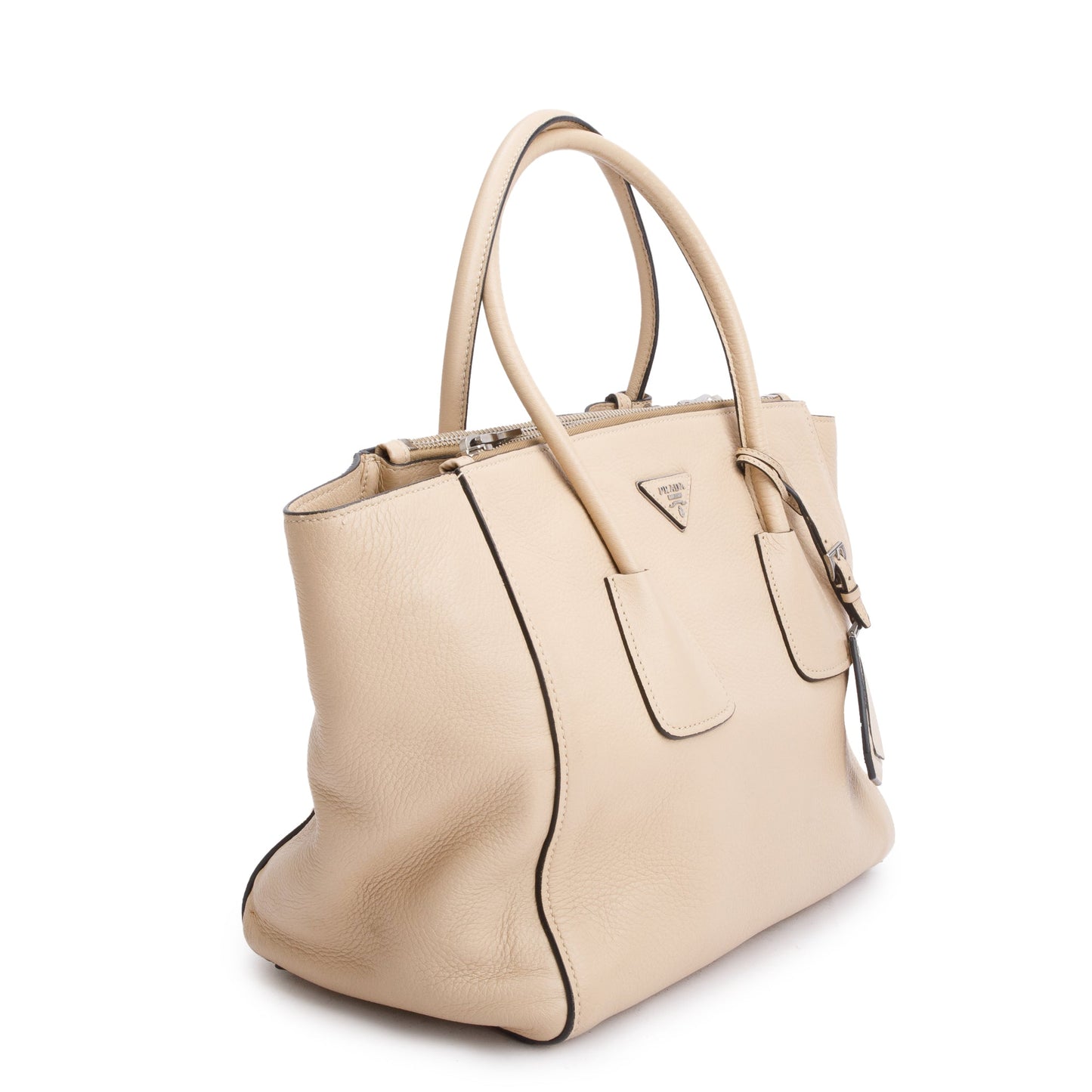 Prada Beige Cervo Medium Twin Pocket Tote