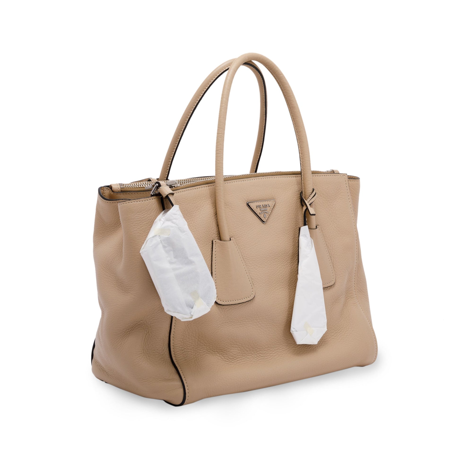 Prada Beige Vitello Daino Twin Pocket Tote