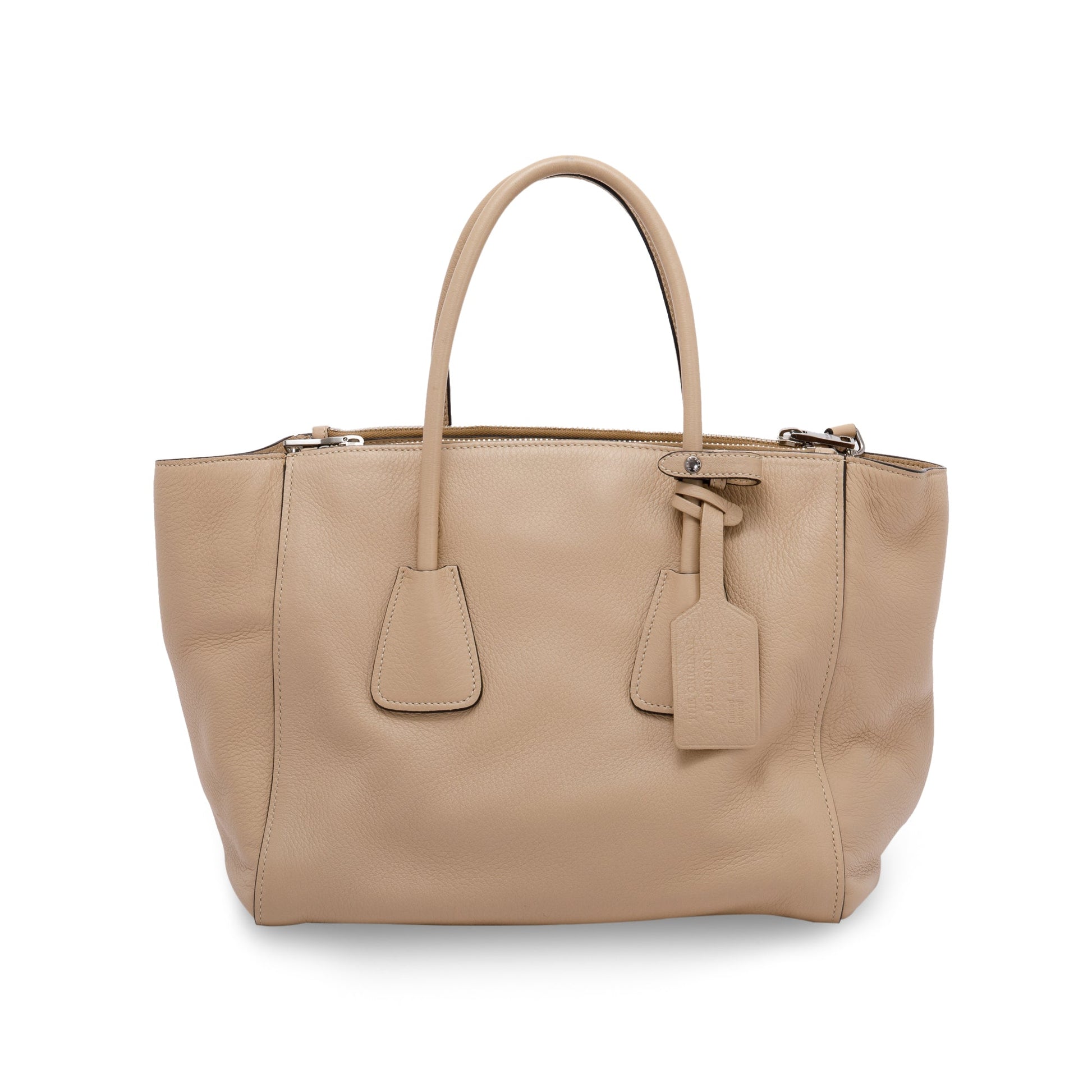 Prada Beige Vitello Daino Twin Pocket Tote
