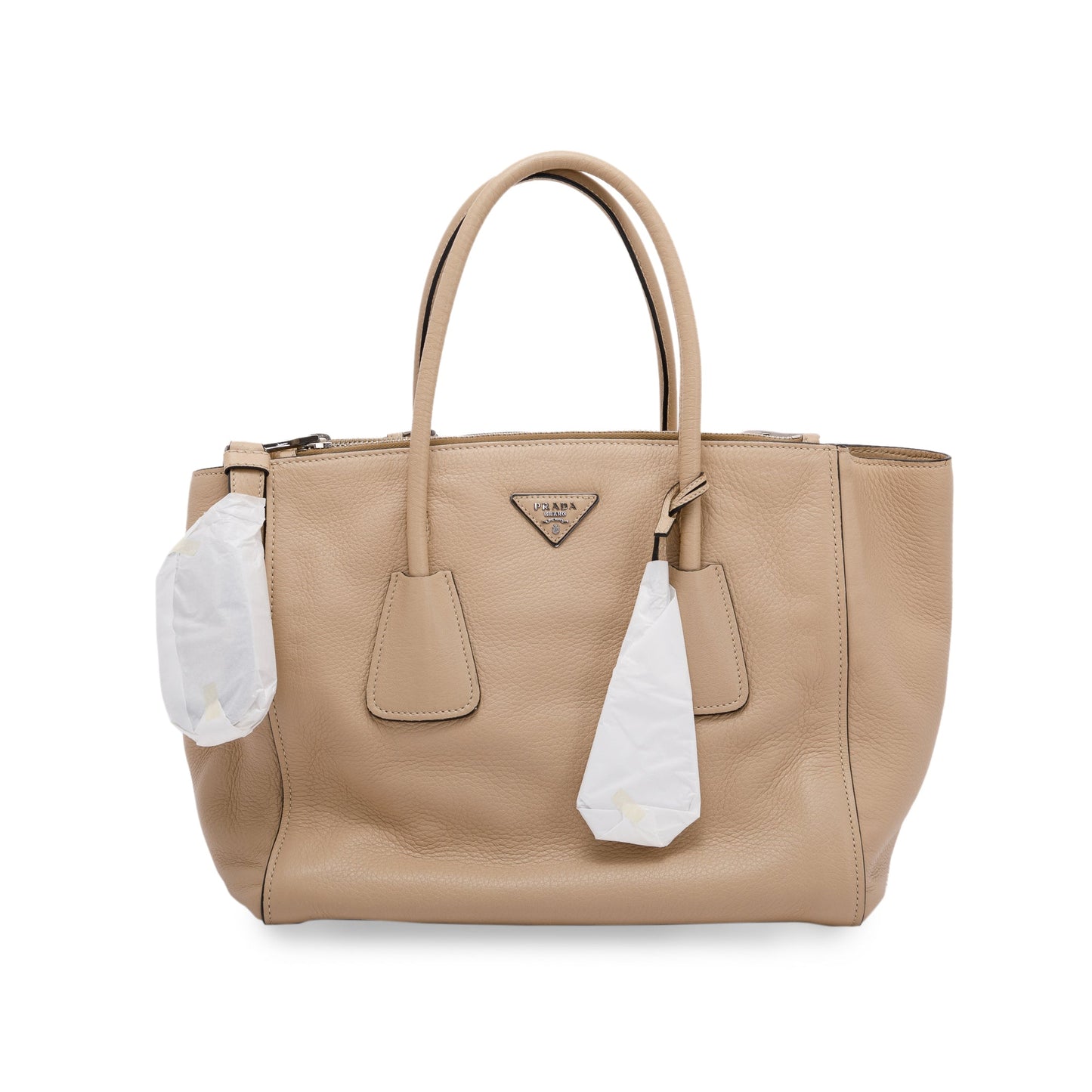 Prada Beige Vitello Daino Twin Pocket Tote