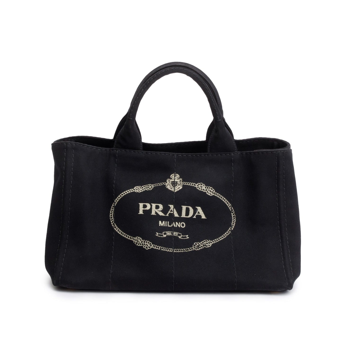 Prada Black Canvas Canapa Logo Tote