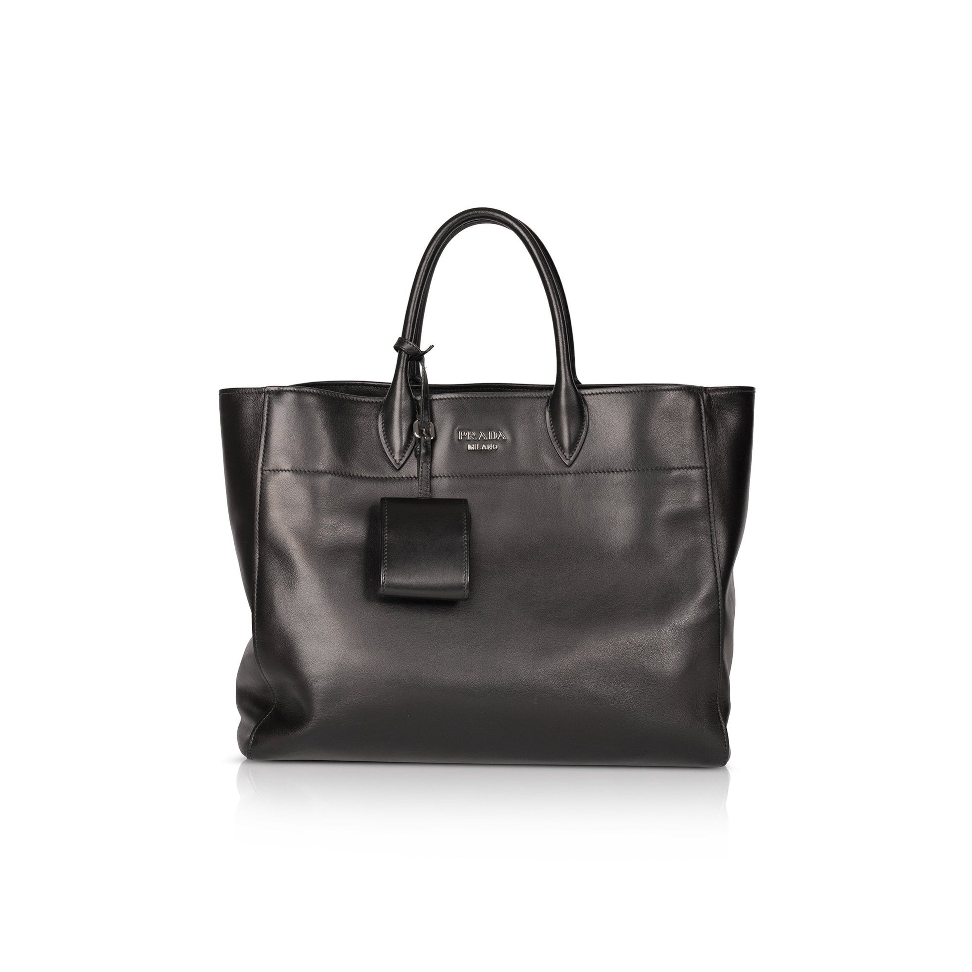 Prada Black City Calf Leather Square Tote Bag