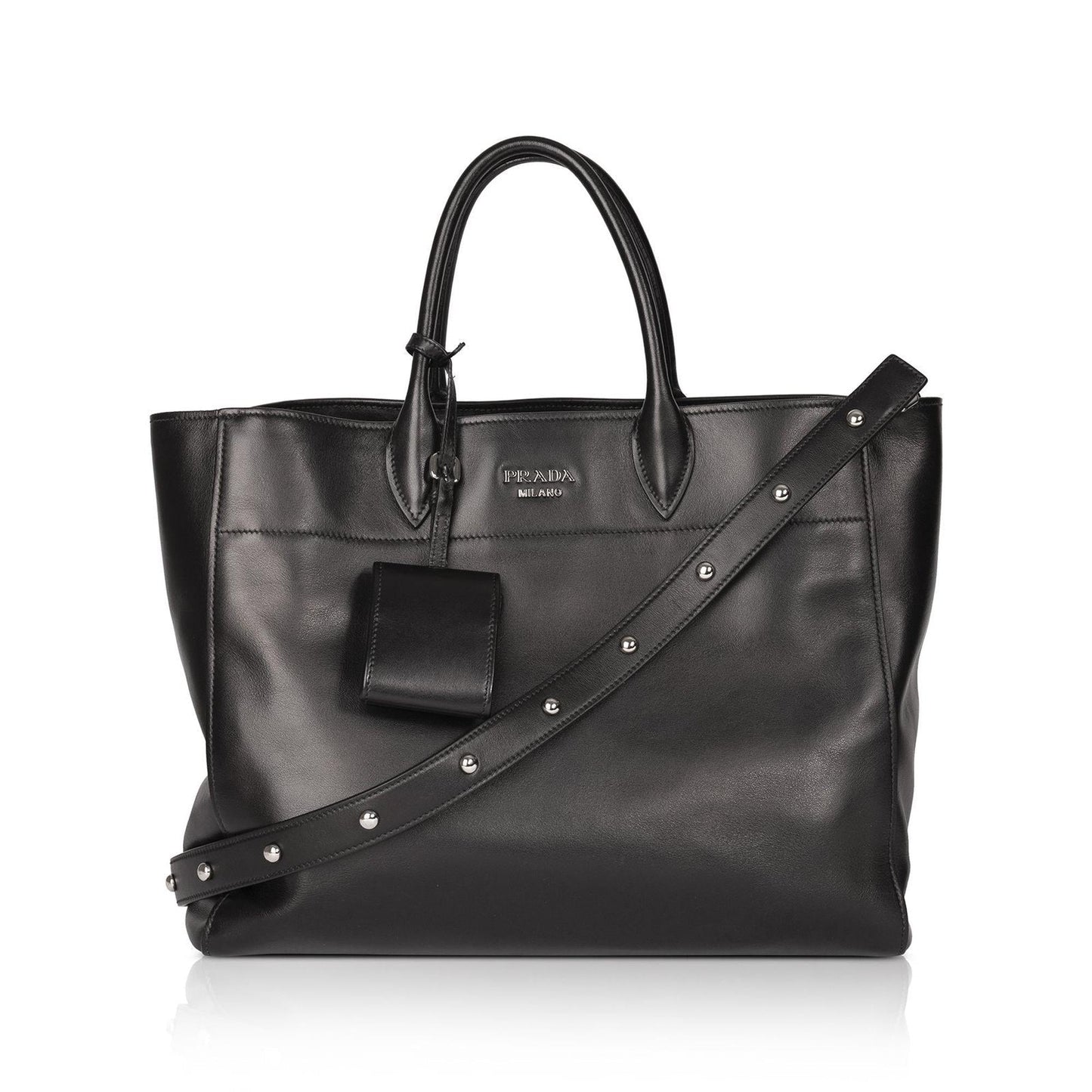 Prada Black City Calf Leather Square Tote Bag