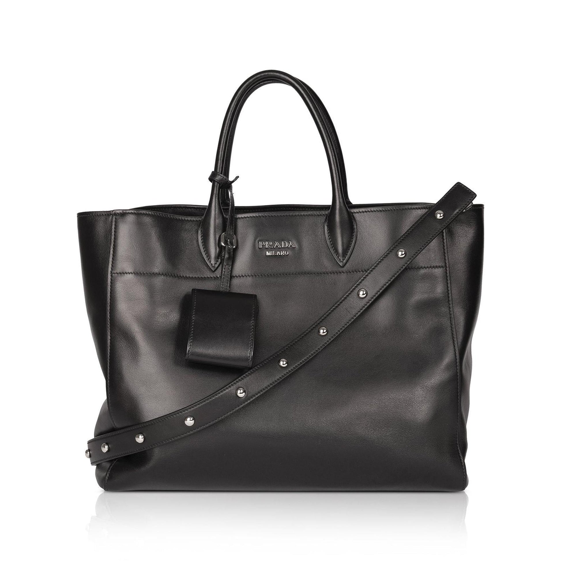 Prada Black City Calf Leather Square Tote Bag