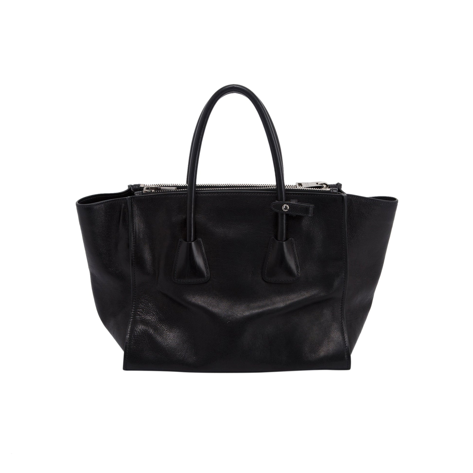 Prada Black Glace Calf Twin Pocket Tote
