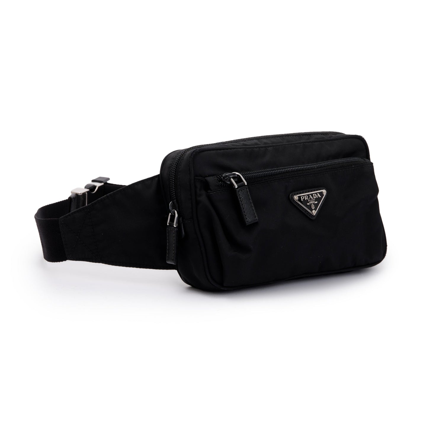 Prada Black Re-Nylon & Saffiano Leather Belt Bag