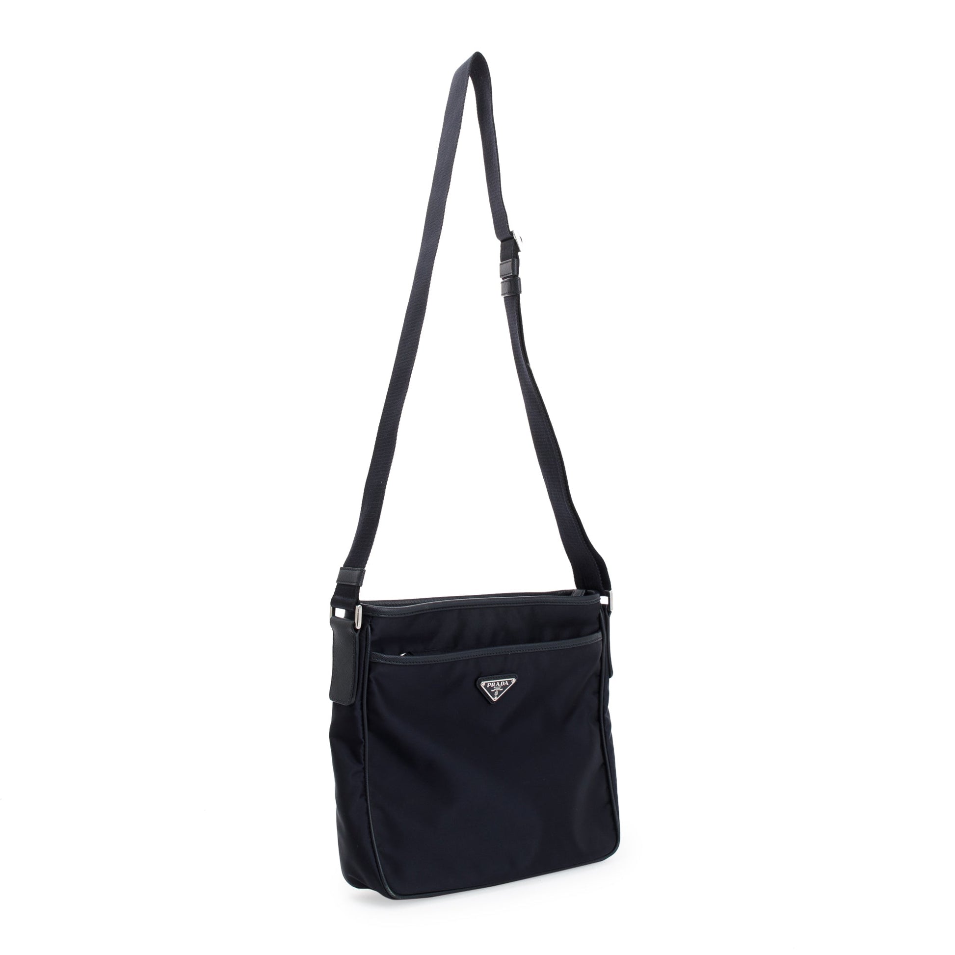 Prada Black Saffiano Leather-Trimmed Tessuto Nylon Messenger Bag