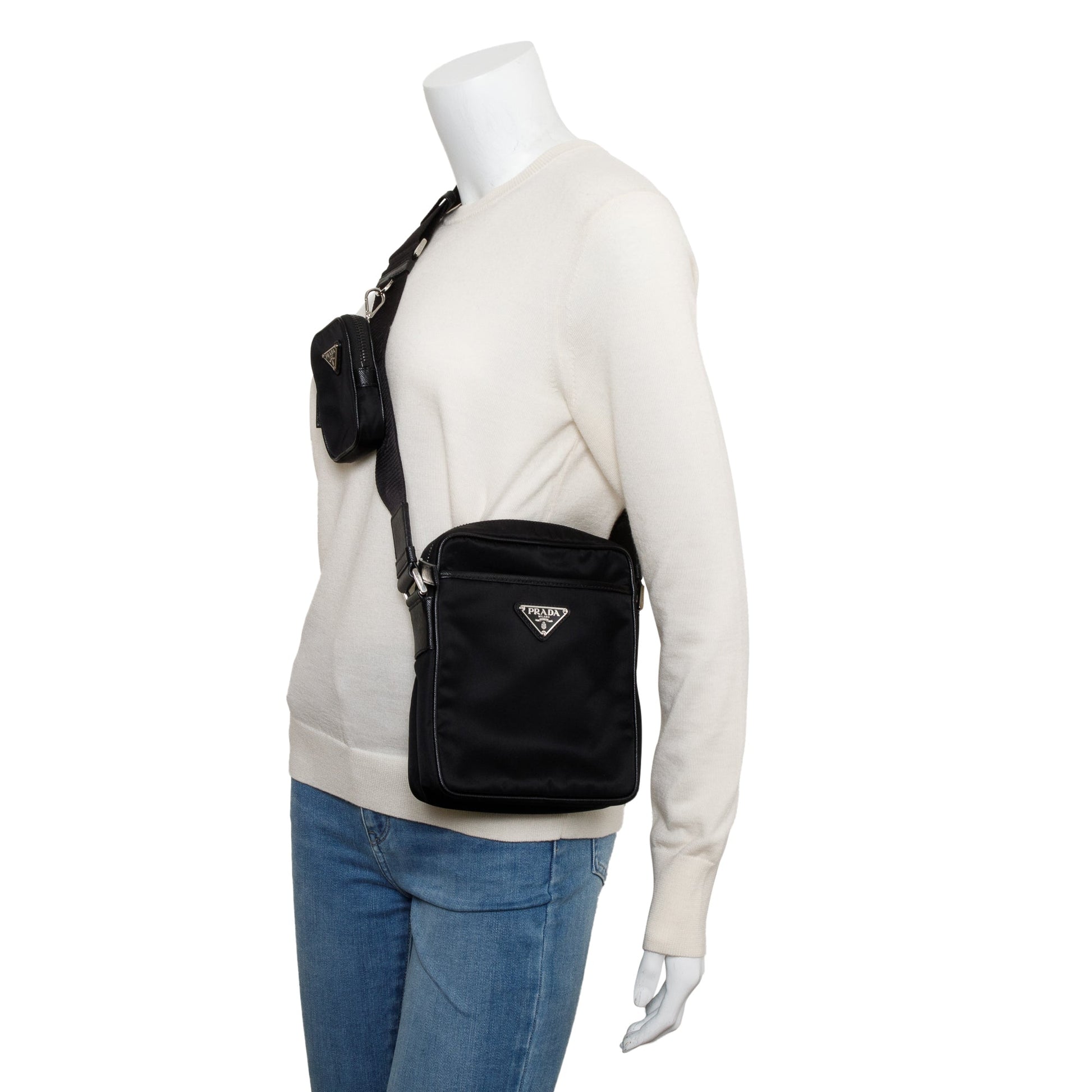 Prada Black Saffiano Re-Nylon Crossbody Bag