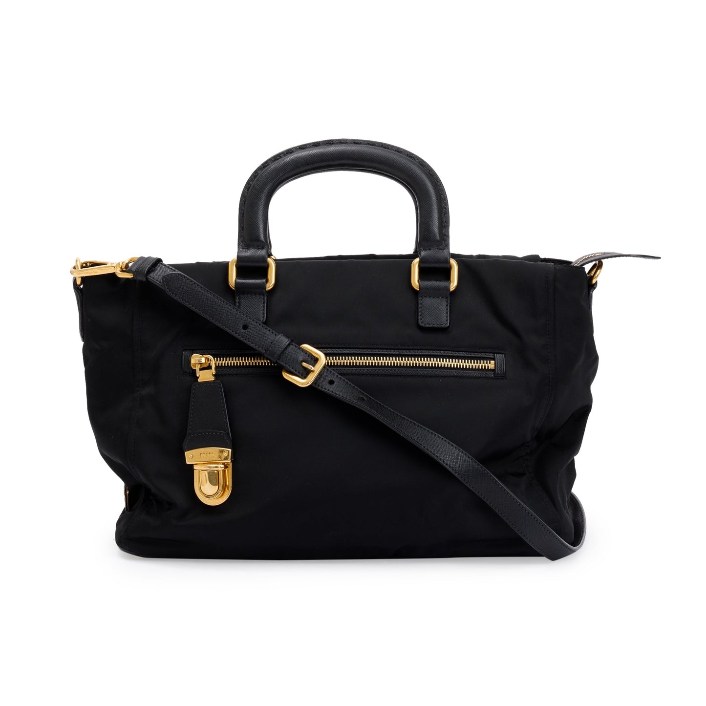 Prada Black Saffiano-Trimmed Tessuto Nylon Tote
