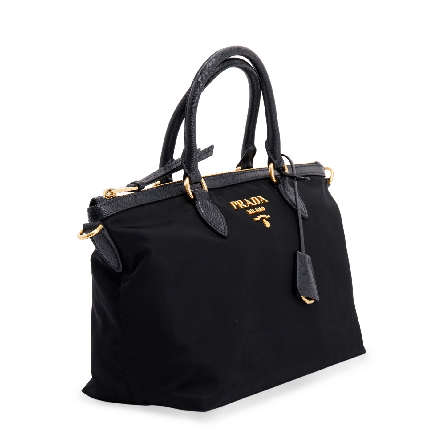Prada Black Saffiano-Trimmed Tote