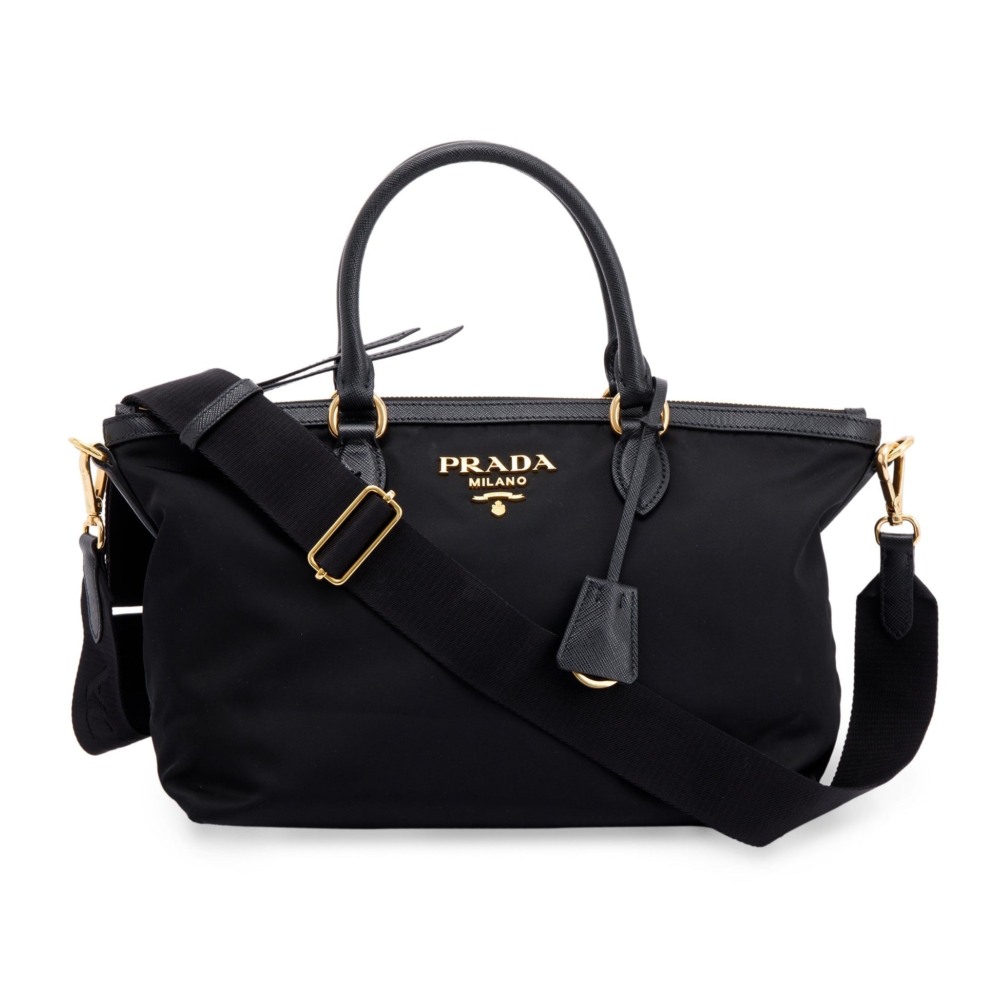 Prada Black Saffiano-Trimmed Tote