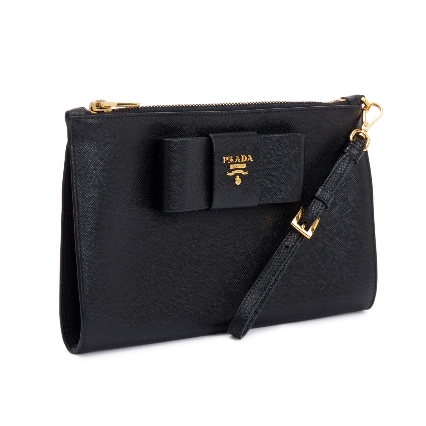 Prada Black Saffiano Wristlet Clutch