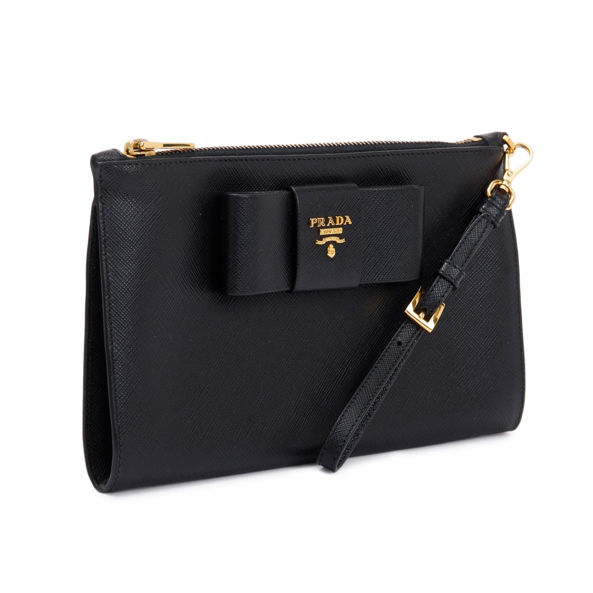 Prada Black Saffiano Wristlet Clutch