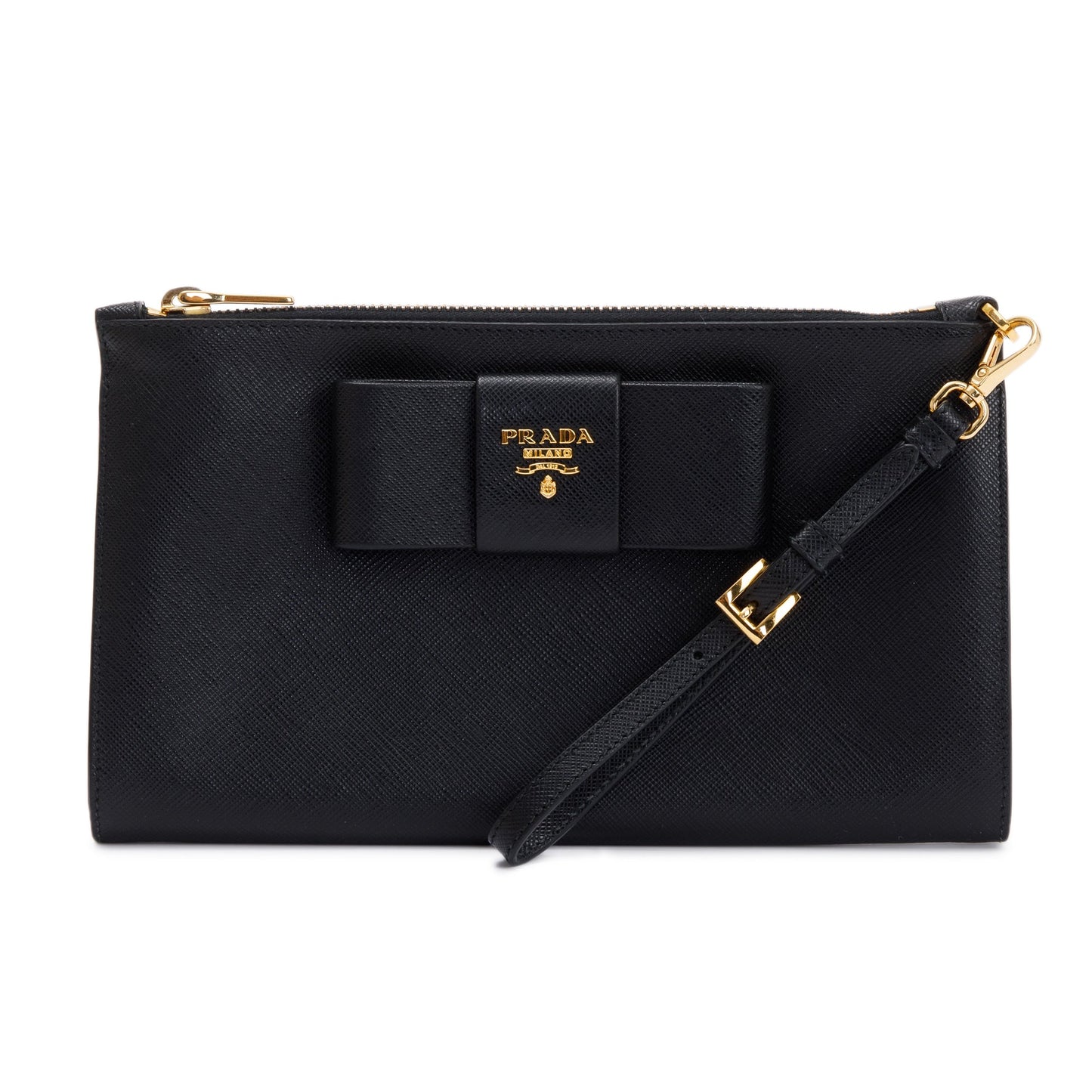 Prada Black Saffiano Wristlet Clutch