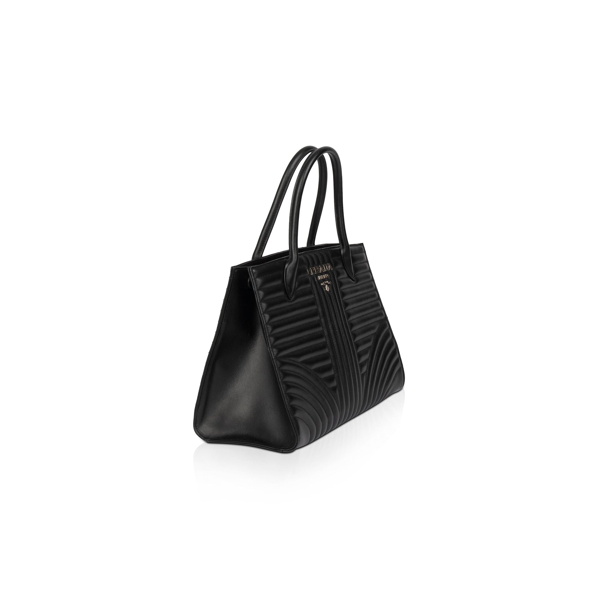Prada Black Soft Calf Impunture Diagramme Tote