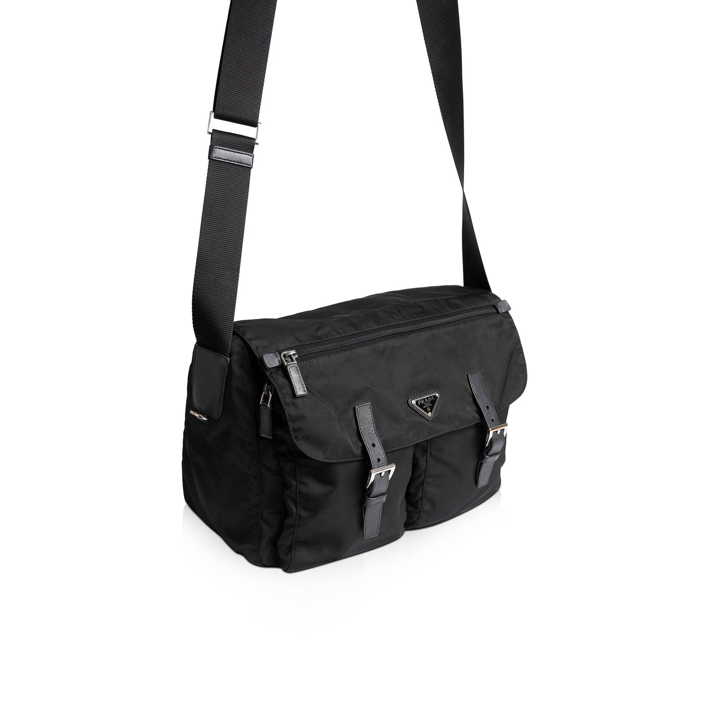 Prada Black Tessuto Nylon Messenger Bag