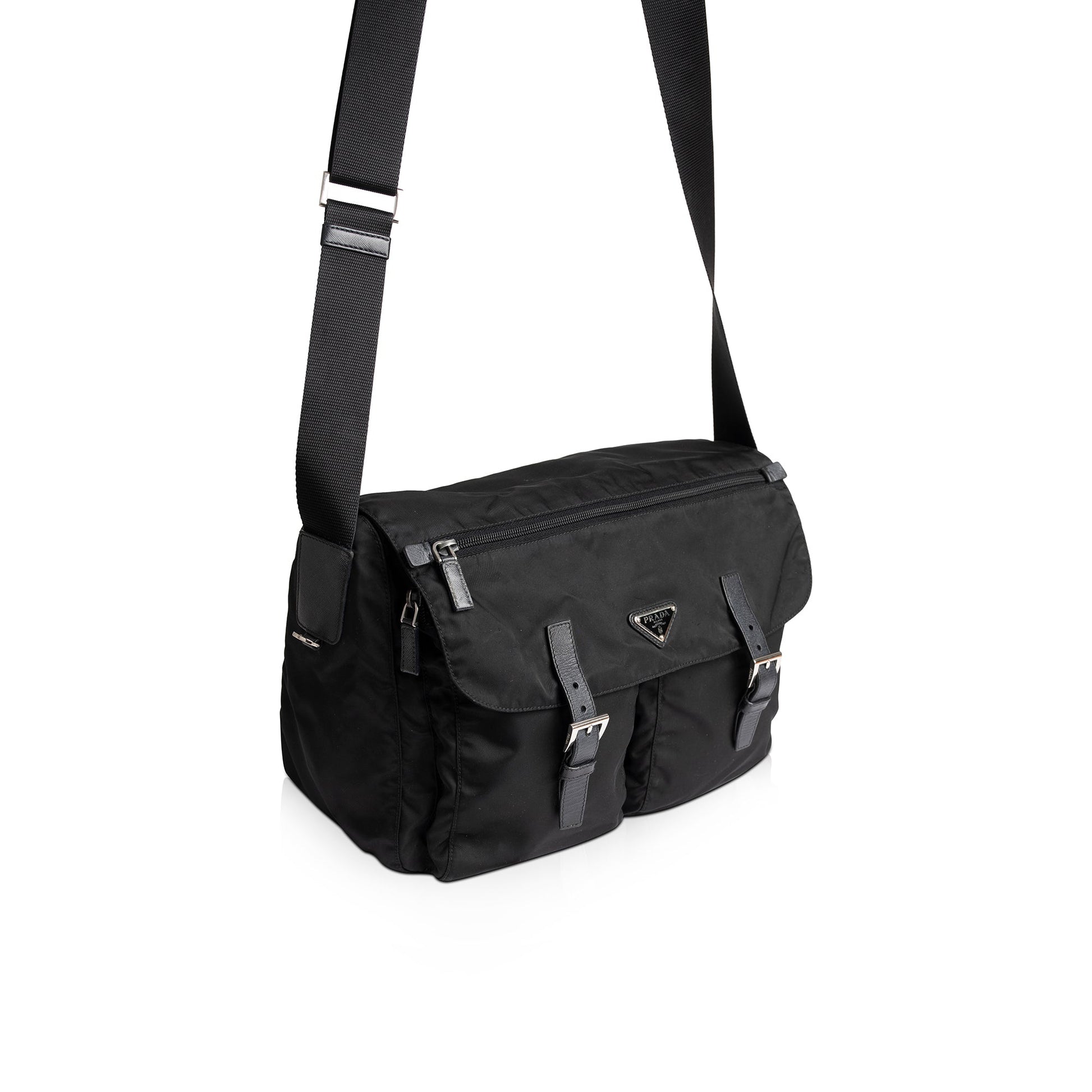 Prada Black Tessuto Nylon Messenger Bag