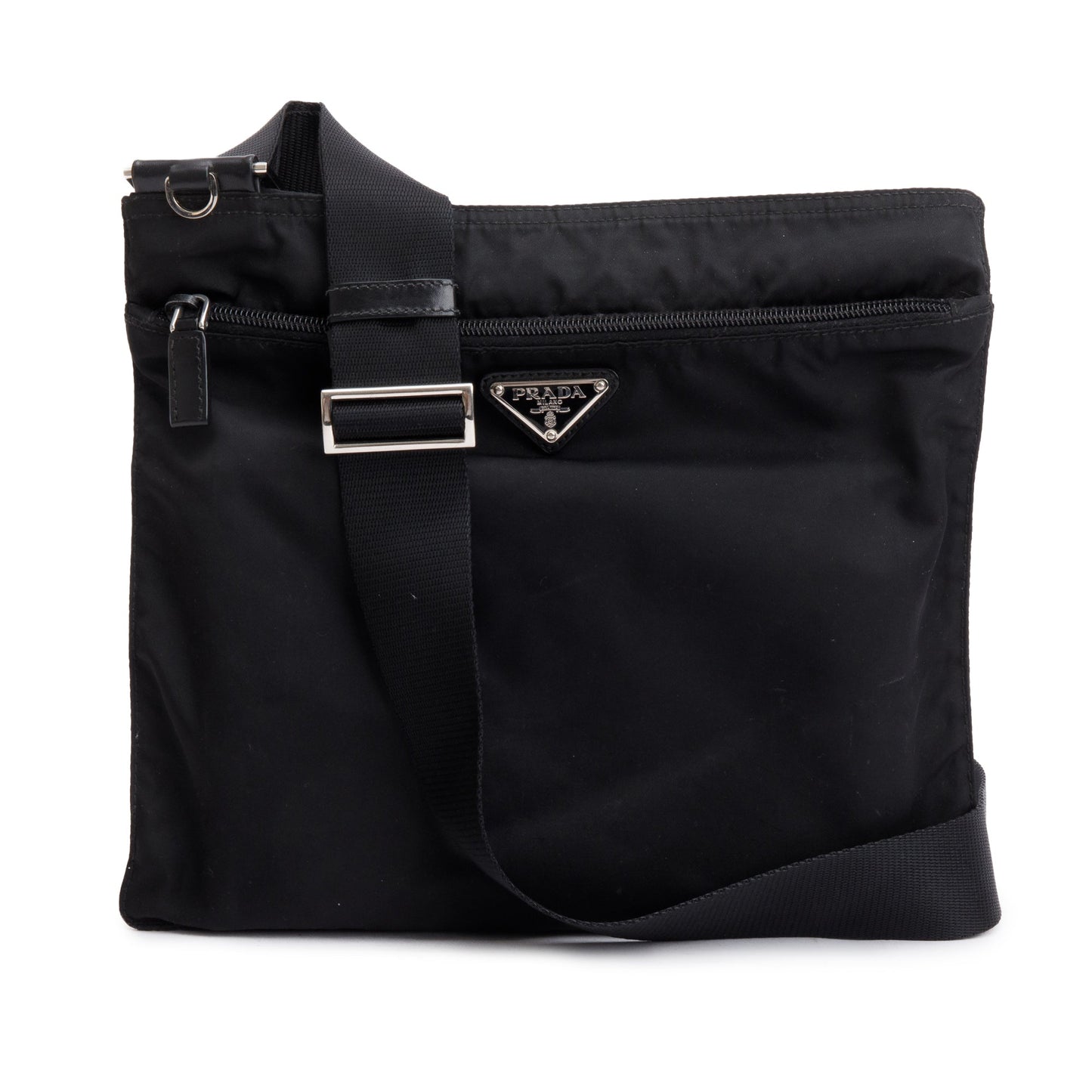 Prada Black Tessuto Nylon Vela Flat Messenger Bag