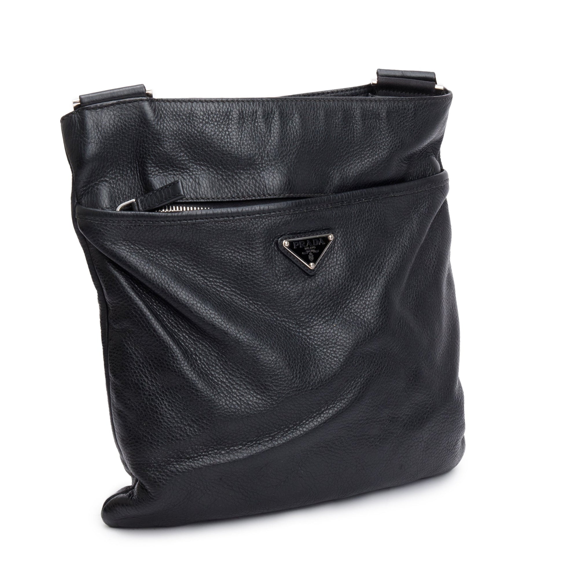 Prada Black Vitello City Messenger Bag