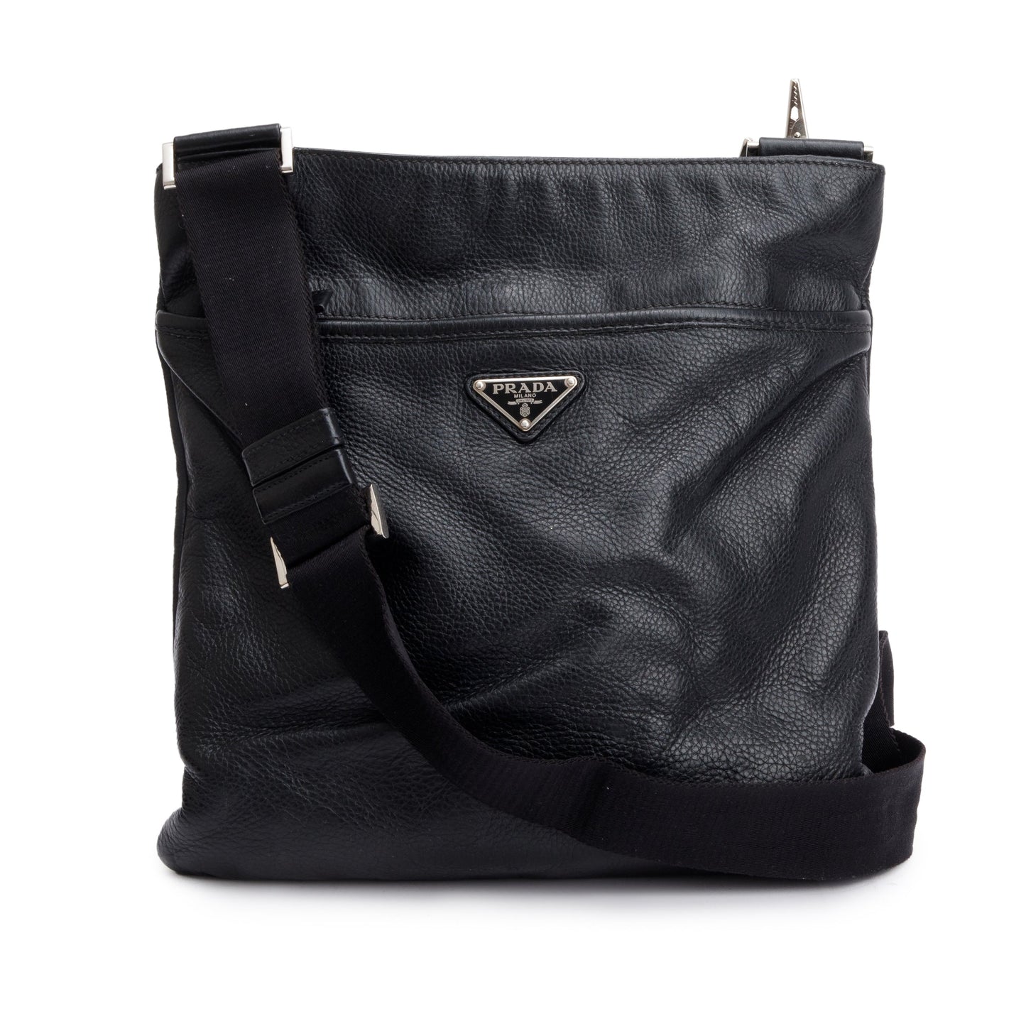 Prada Black Vitello City Messenger Bag