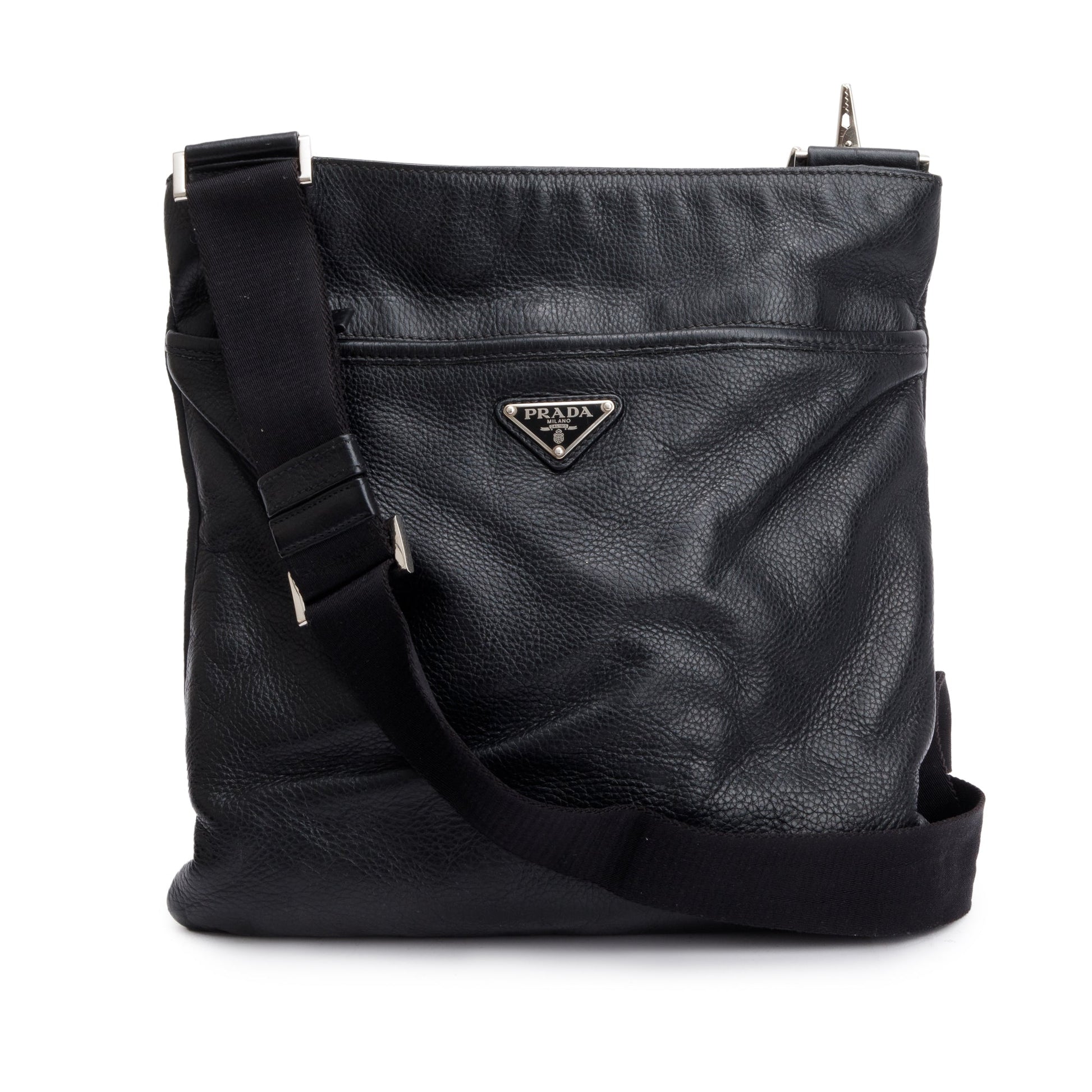 Prada Black Vitello City Messenger Bag